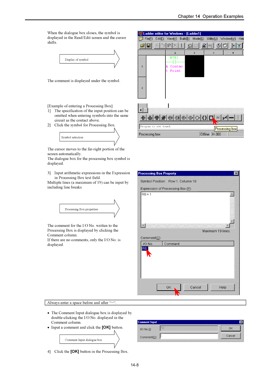 Hitachi NJI-350B manual Click the OK button in the Processing Box, 14-8 