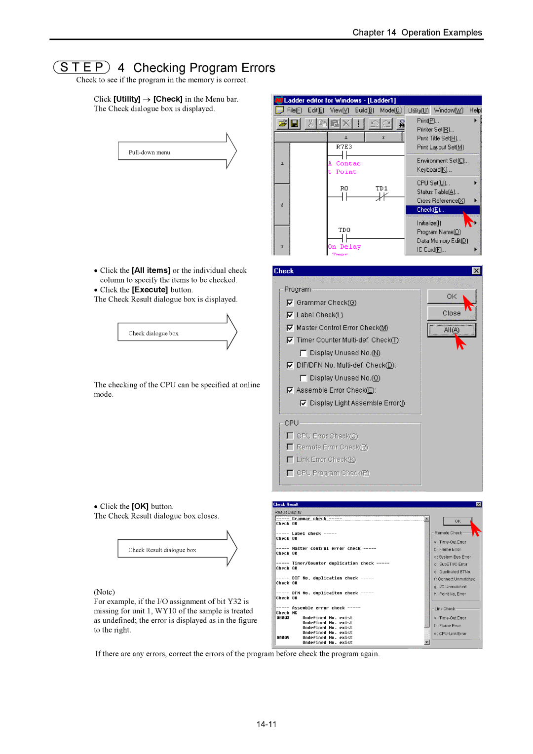 Hitachi NJI-350B manual E P 4 Checking Program Errors, 14-11 