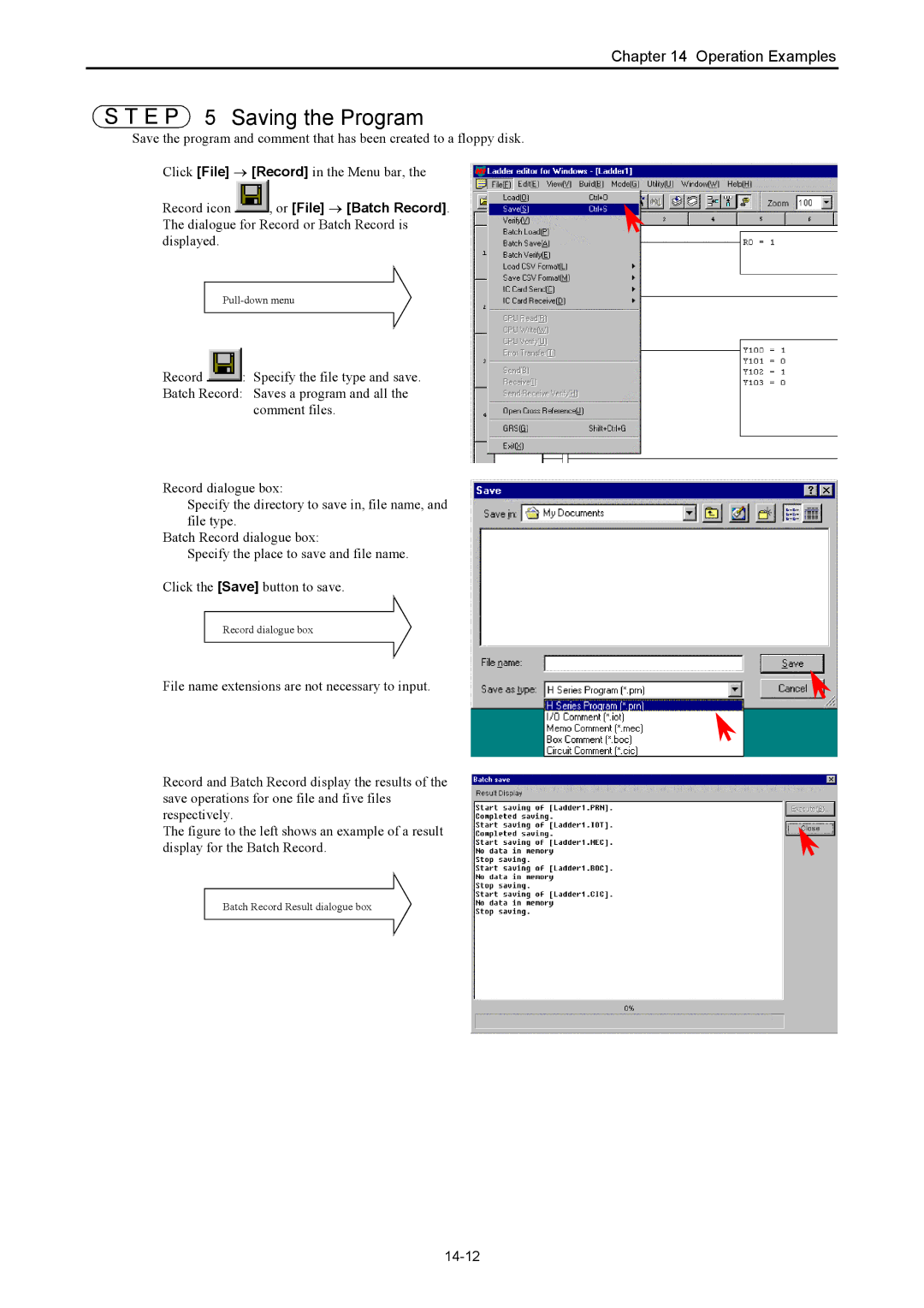 Hitachi NJI-350B manual E P 5 Saving the Program, 14-12 