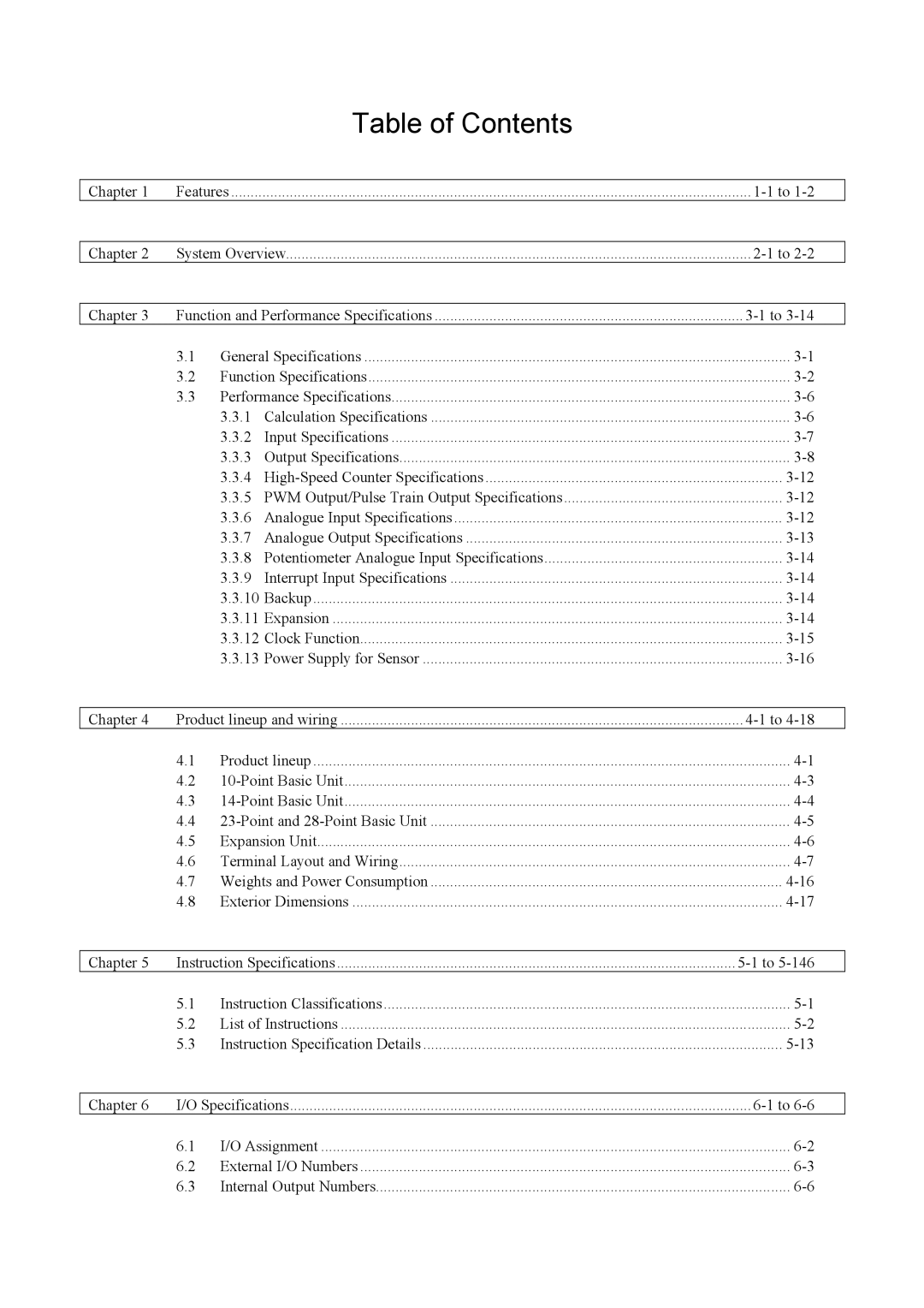 Hitachi NJI-350B manual Table of Contents 