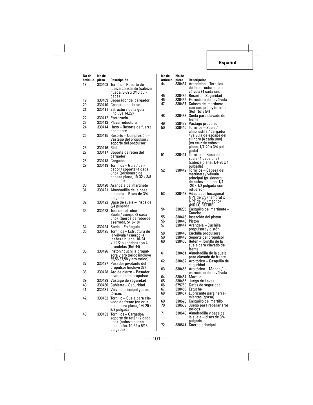 Hitachi NT50AGF manual 101 