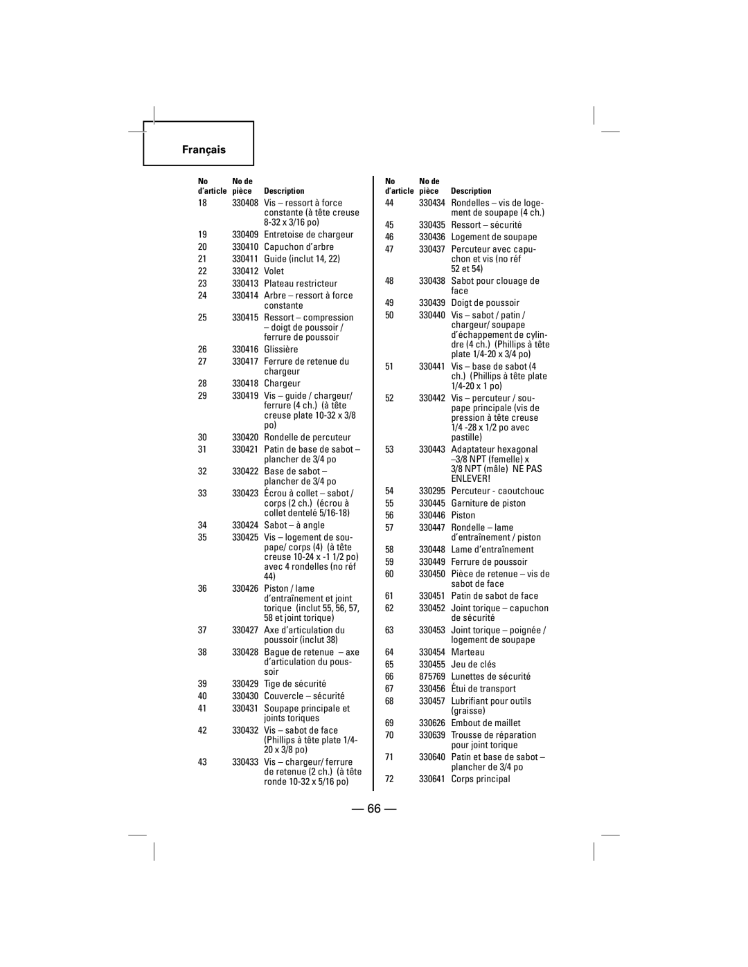 Hitachi NT50AGF manual 72 330641 Corps principal 