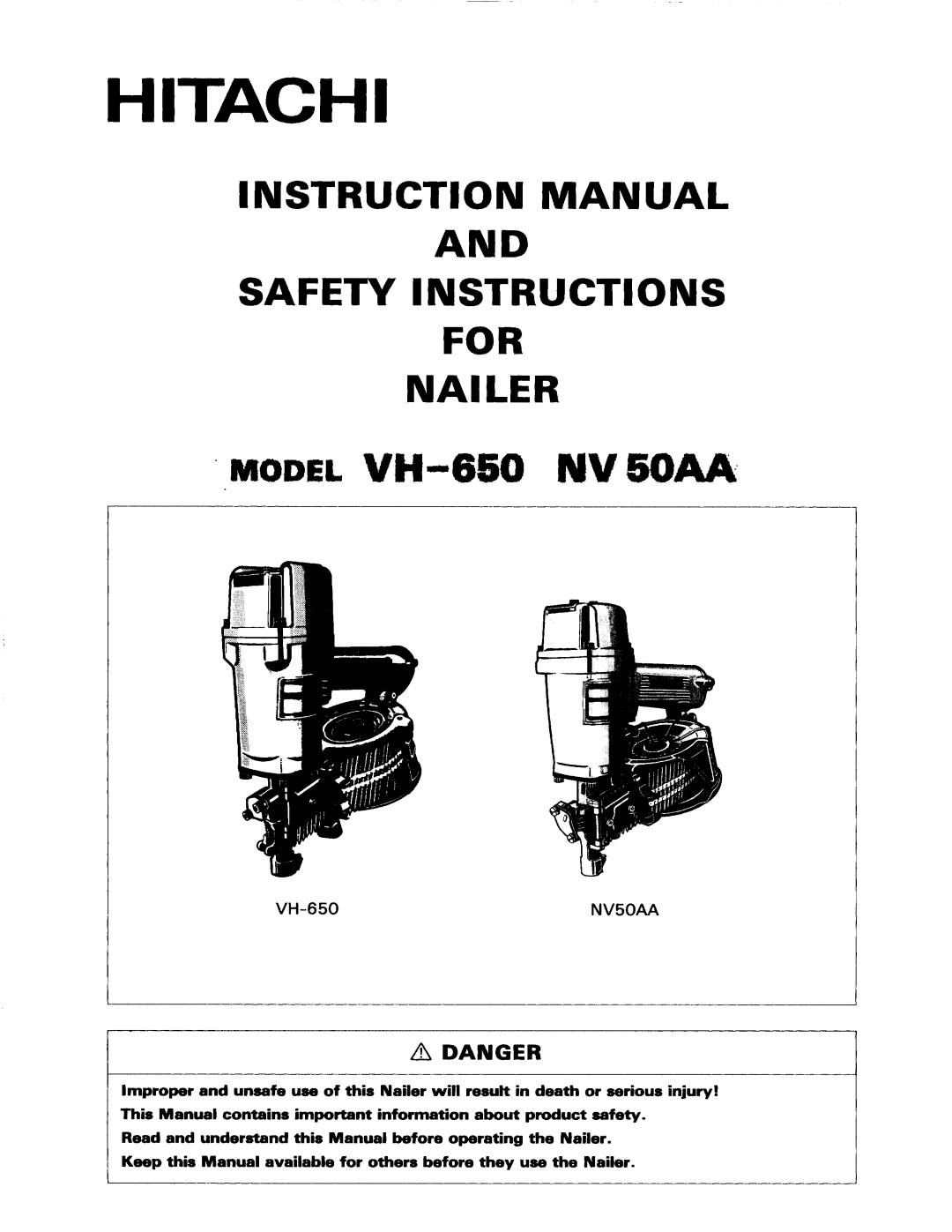 Hitachi VH-650, NV50AA manual 