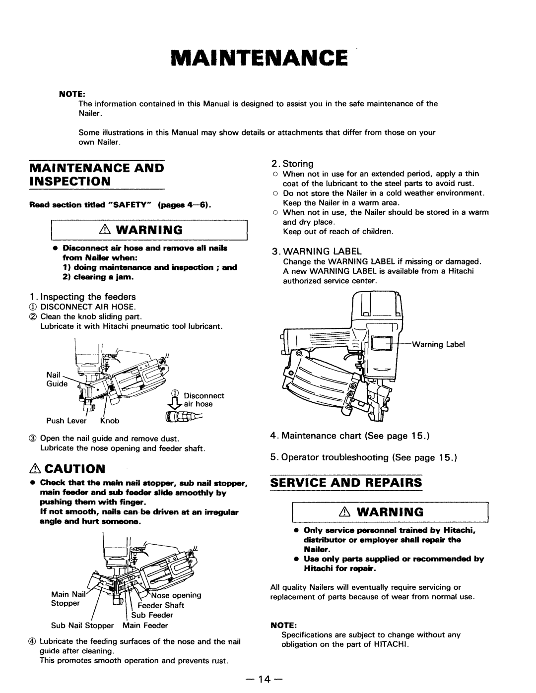 Hitachi NV50AA, VH-650 manual 