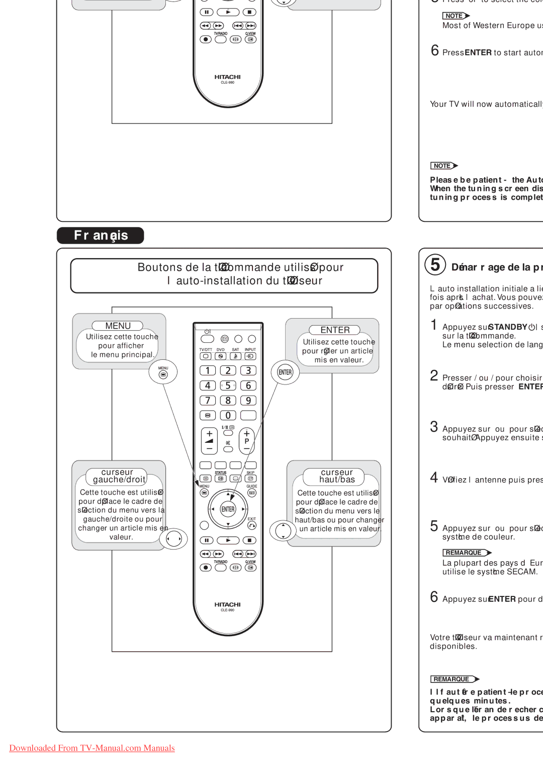 Hitachi P42A01 user manual English, Deutsch, Français, Italiano 