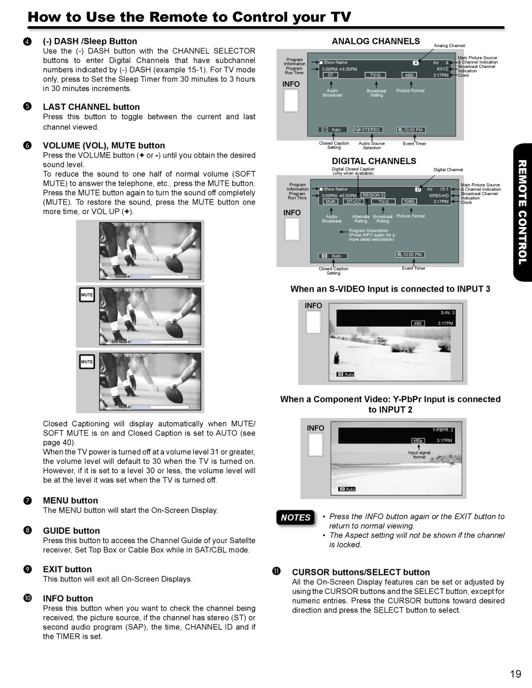 Hitachi P50A402, P42A202 important safety instructions How to Use the Remote to Control your TV, Digital Channels 