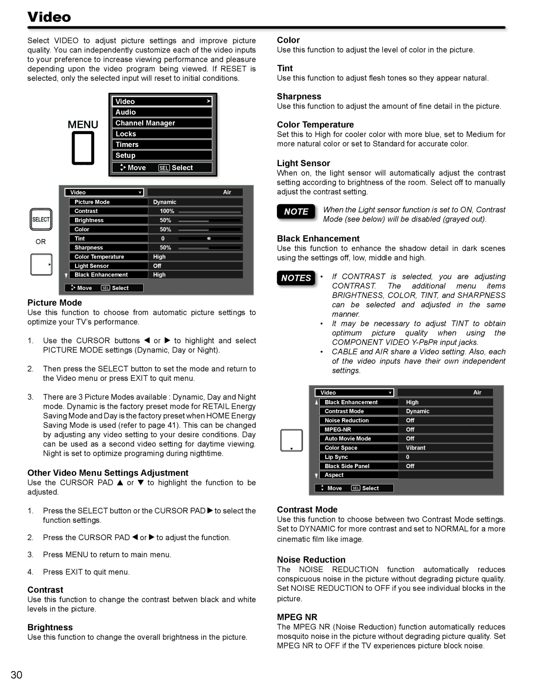 Hitachi P42A202, P50A402 important safety instructions Video, Mpeg NR 