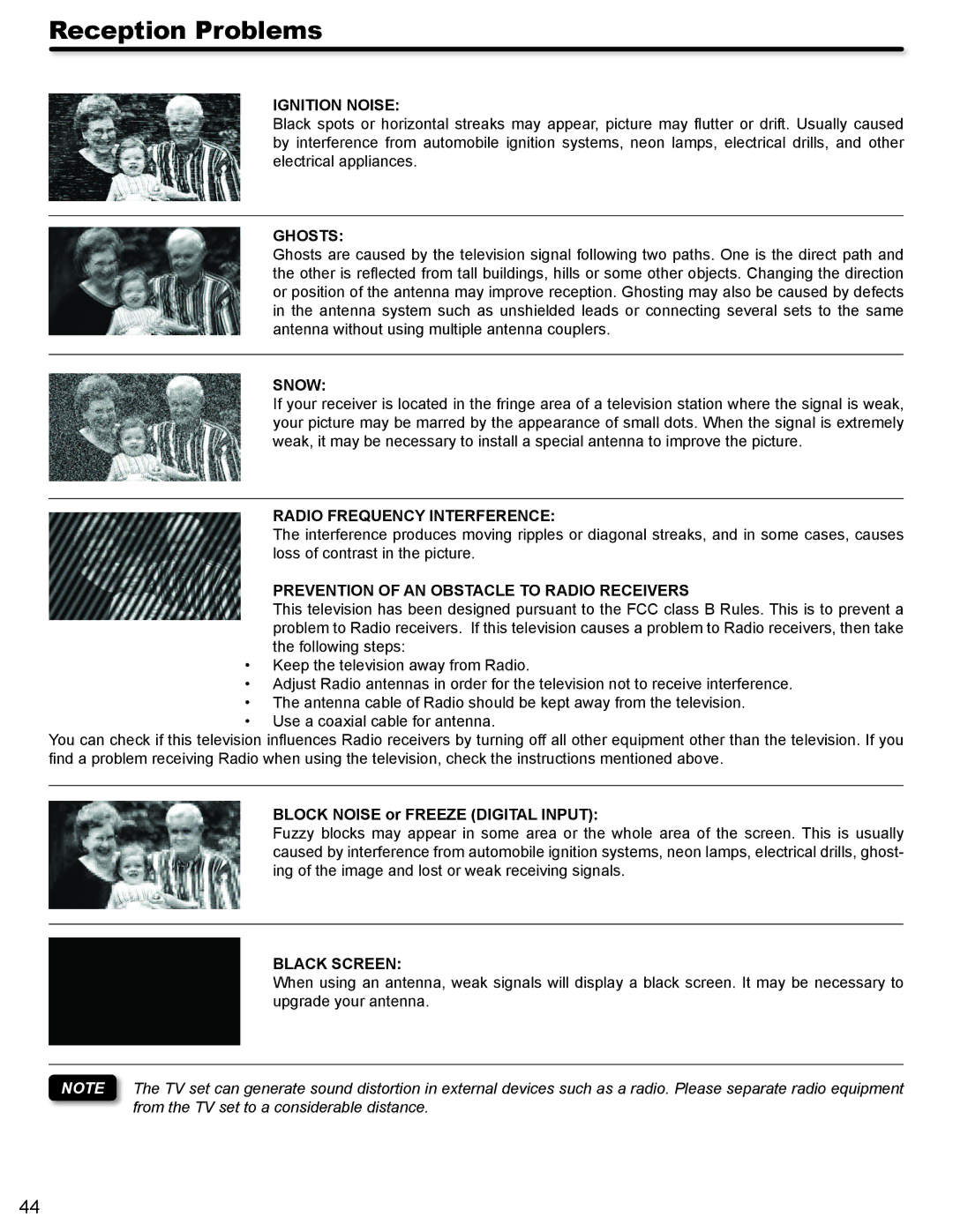 Hitachi P42A202, P50A402 important safety instructions Reception Problems 