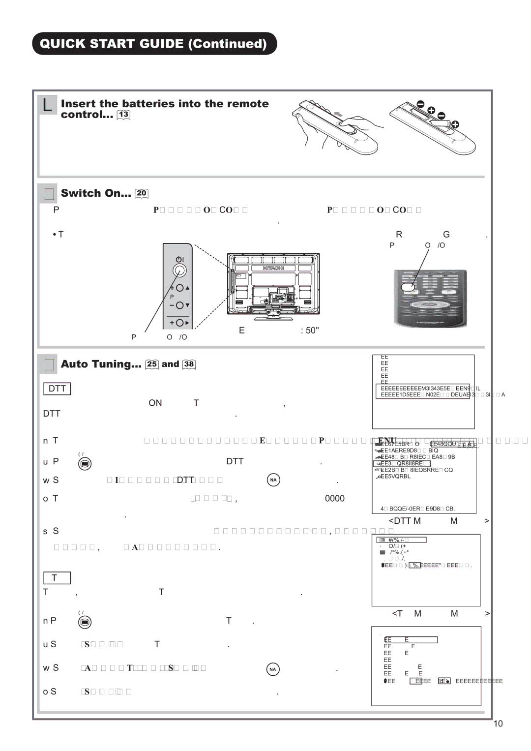 Hitachi P42H01AU manual Rwh, FRQWURO   6ZLWFK2Q ,  $XWR7XQLQJ  DQG , VFDQ´ RU³$XWRVFDQ´  