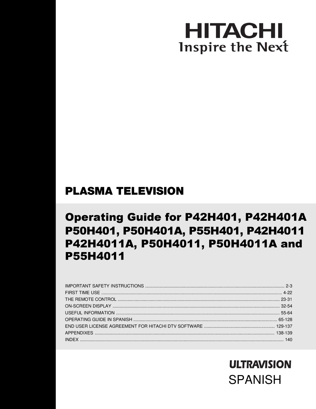 Hitachi user manual Hitachi P50H401A 