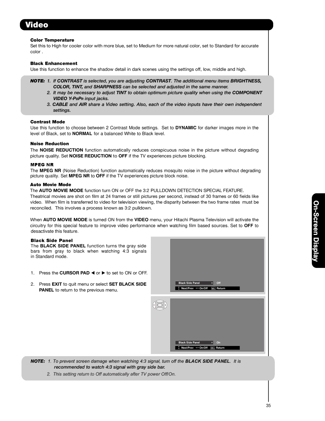 Hitachi P42H4011, P55H401, P50H401A important safety instructions Mpeg NR 