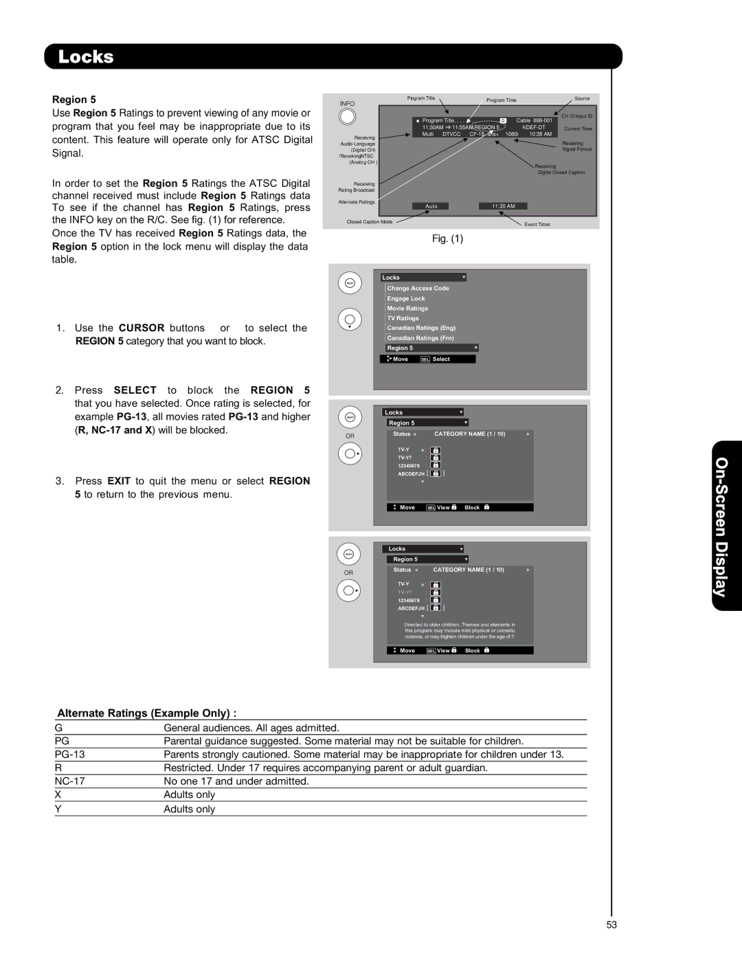 Hitachi P42T501, P42T501A, P50T501, P50T501A, P55T551 important safety instructions Region, Info 