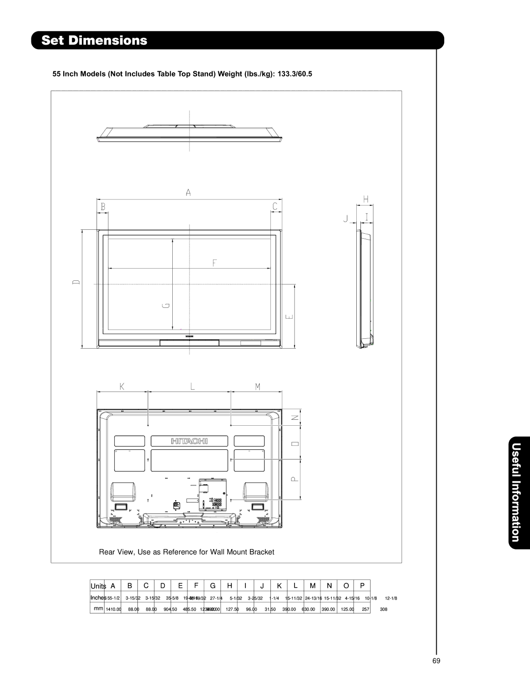 Hitachi P42T501, P42T501A, P50T501, P50T501A, P55T551 important safety instructions 10-1/8 