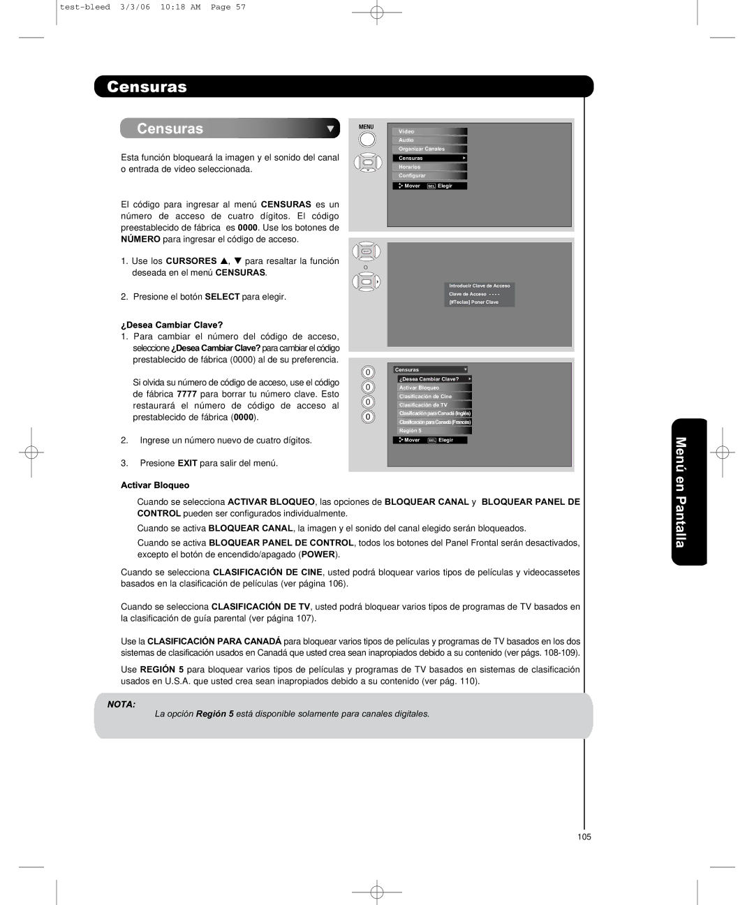 Hitachi P50H401, P55H401 important safety instructions Censuras, ¿Desea Cambiar Clave? 