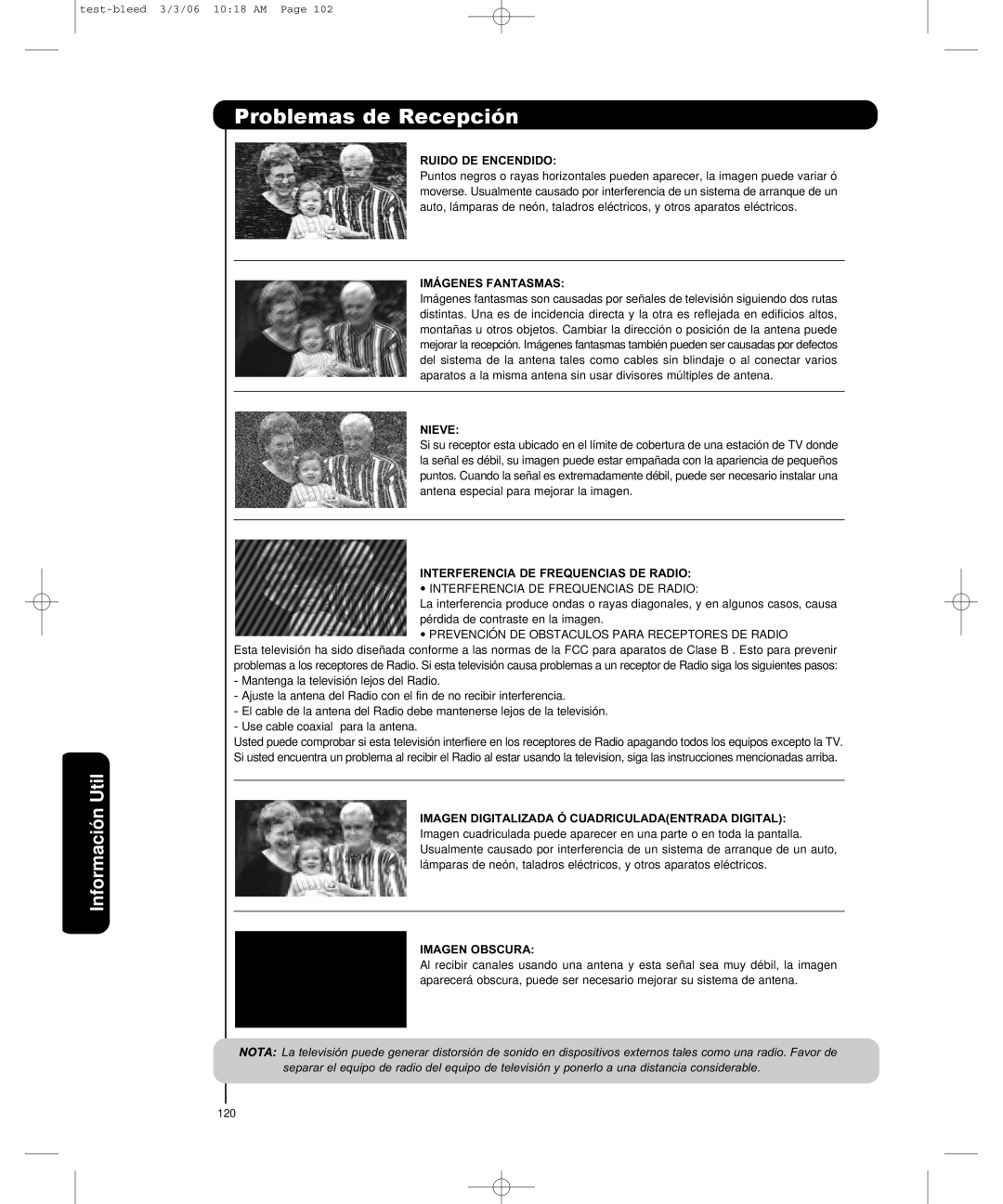 Hitachi P50H401, P55H401 important safety instructions Problemas de Recepción, Información Util 