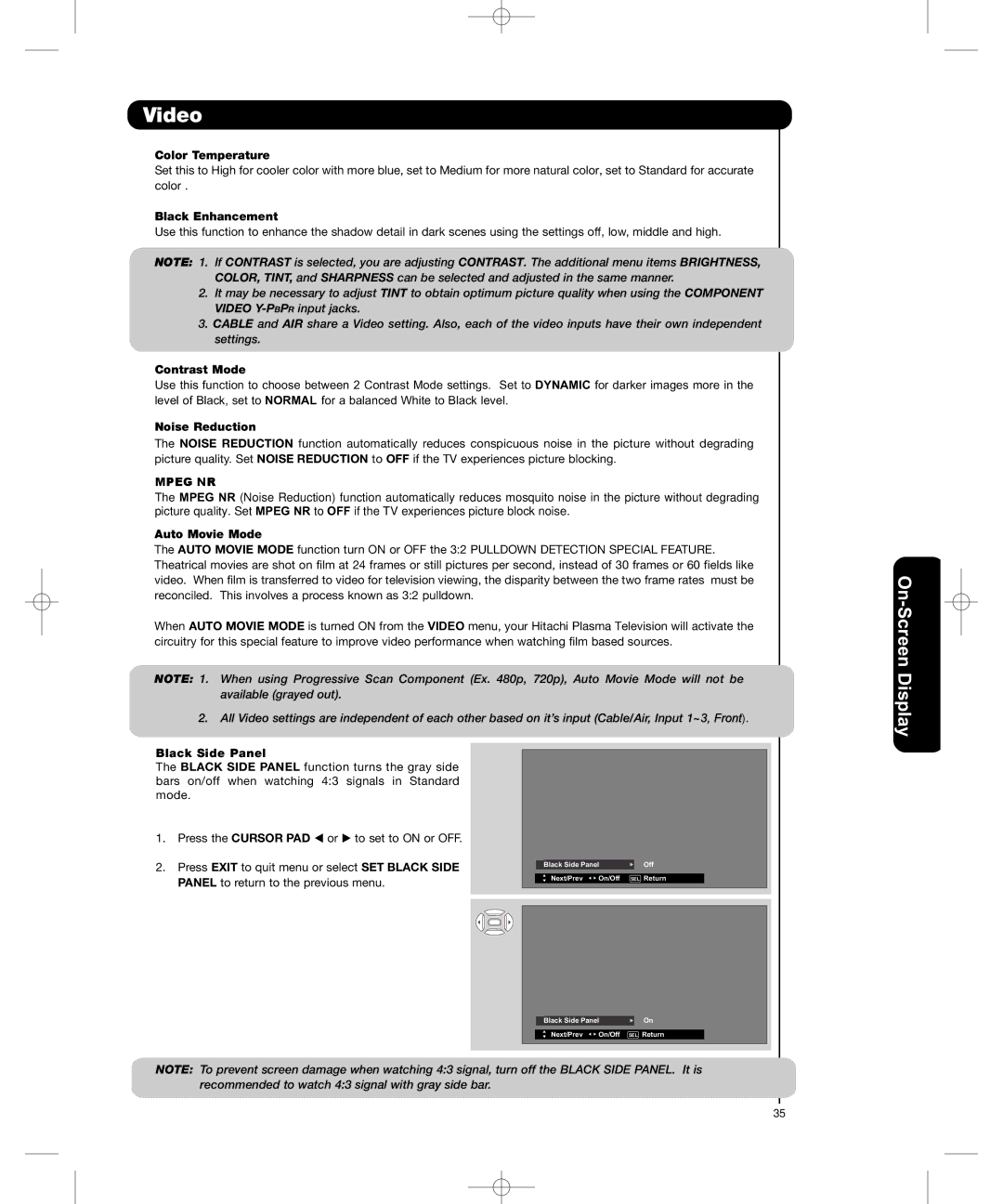 Hitachi P50H401, P55H401 important safety instructions Mpeg NR 