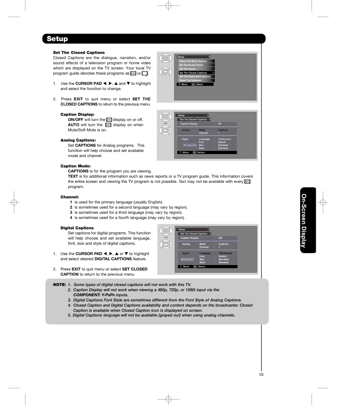 Hitachi P50H401, P55H401 important safety instructions On- nSc ee 