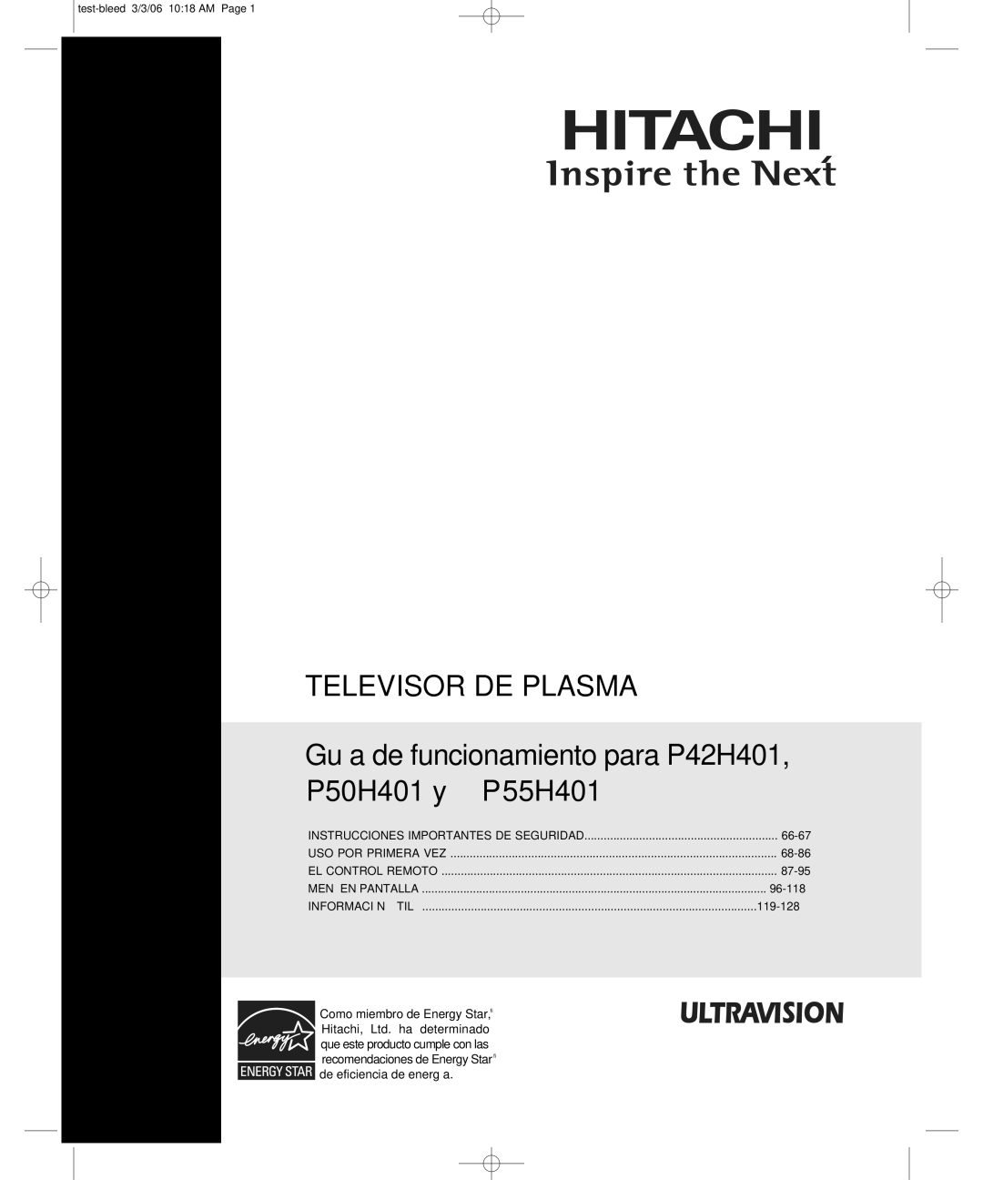 Hitachi P50H401, P55H401 important safety instructions Televisor DE Plasma 