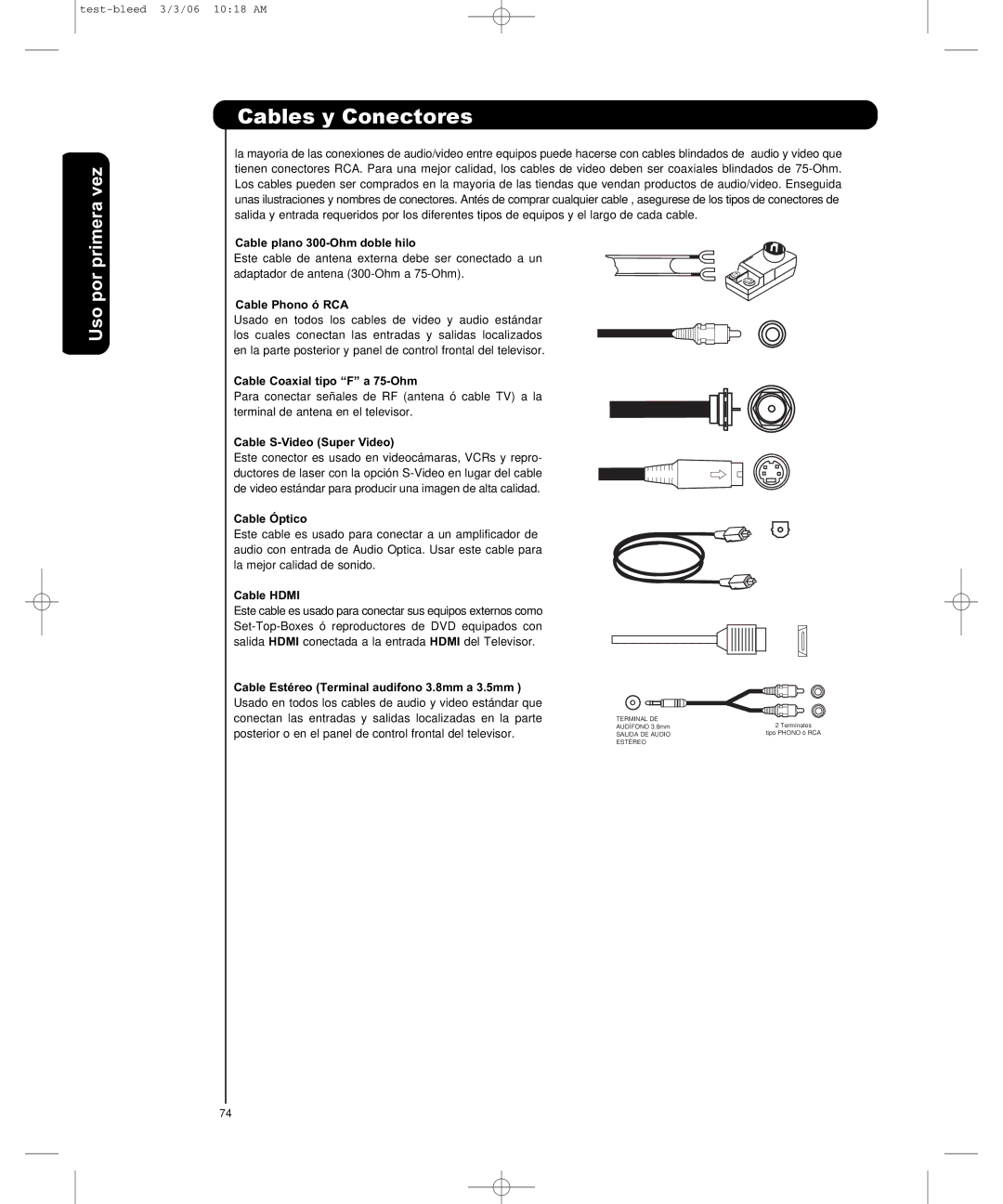 Hitachi P50H401, P55H401 important safety instructions Cables y Conectores 