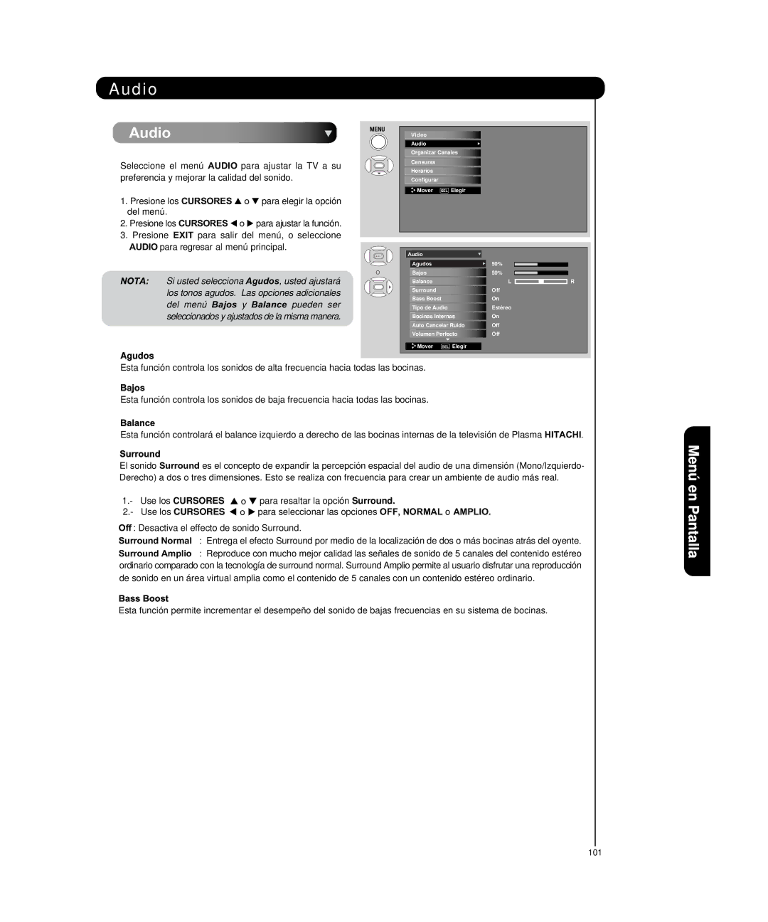 Hitachi P55H4011, P50H4011 important safety instructions Agudos, Bajos 