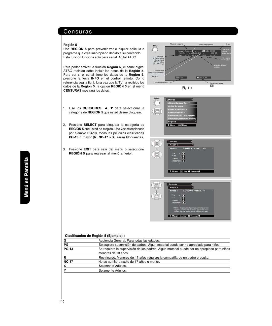 Hitachi P50H4011, P55H4011 important safety instructions Región, Info 