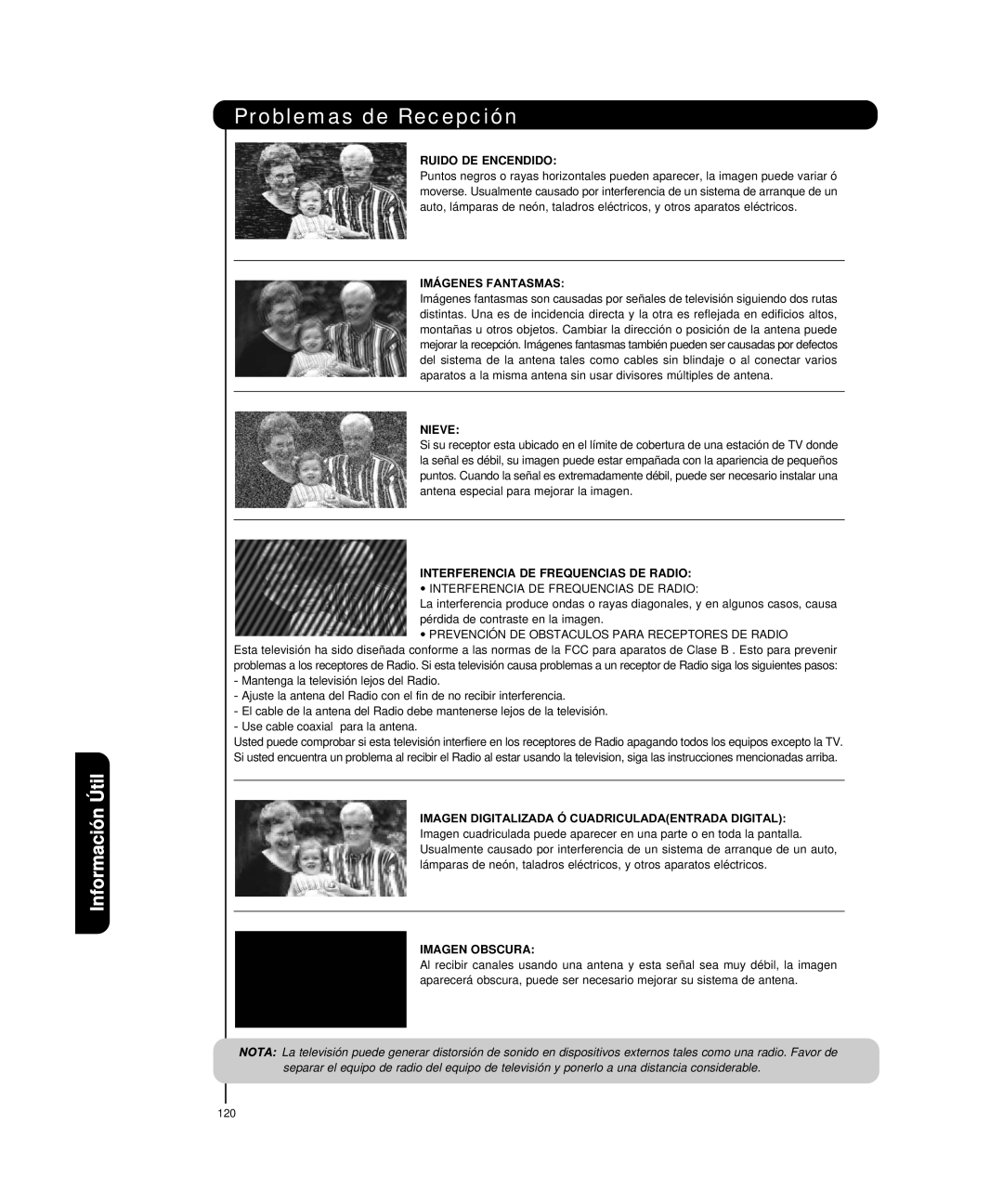 Hitachi P50H4011, P55H4011 important safety instructions Problemas de Recepción 