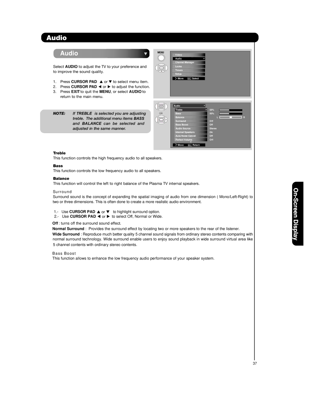 Hitachi P55H4011, P50H4011 important safety instructions Audio 