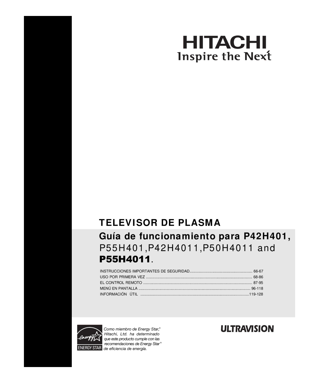 Hitachi P55H4011, P50H4011 important safety instructions Televisor DE Plasma 