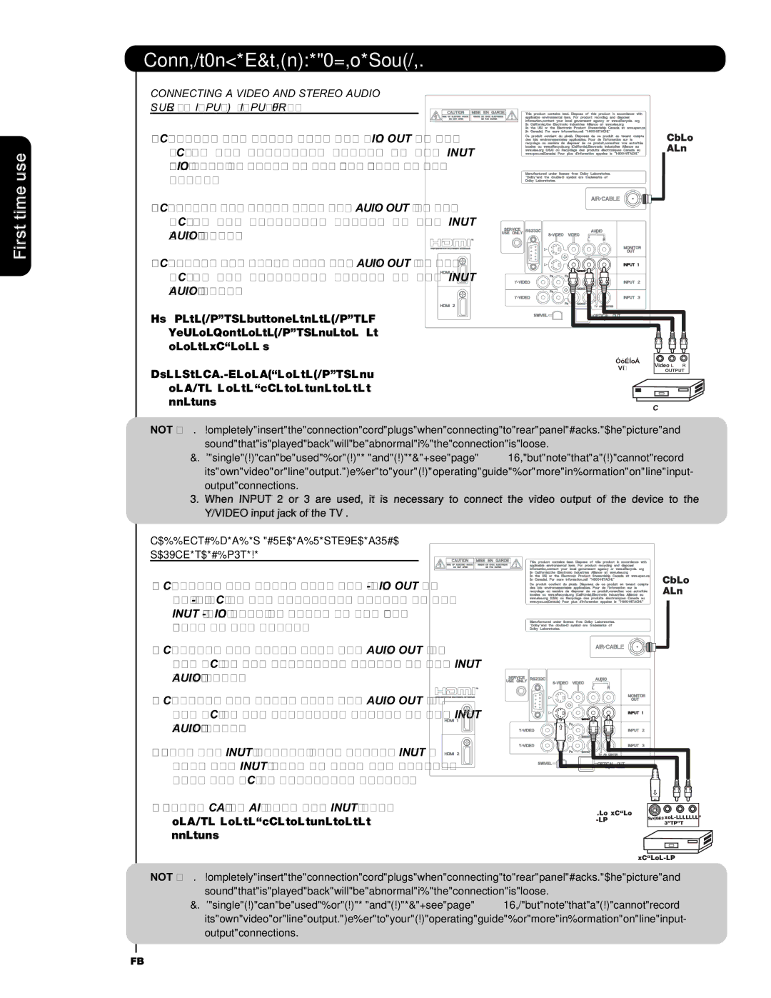 Hitachi P50S601 Connecting External Video Sources, Connecting AN S-VIDEO and Stereo Audio Source to Input 