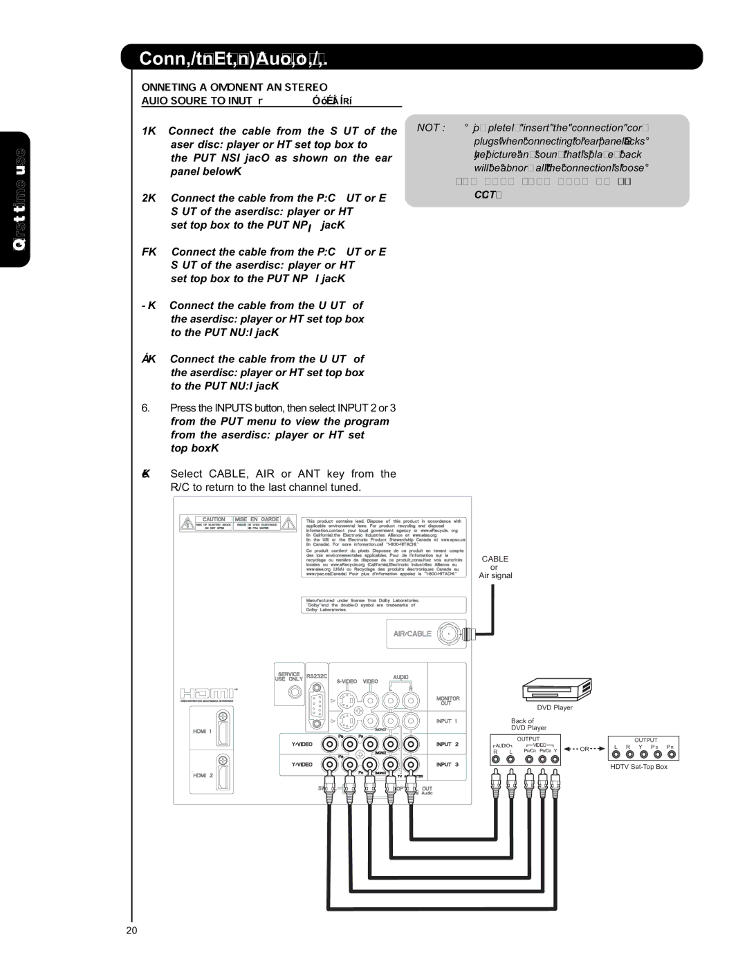 Hitachi P50S601 important safety instructions Connecting External Audio/Video Devices, Pbpr 