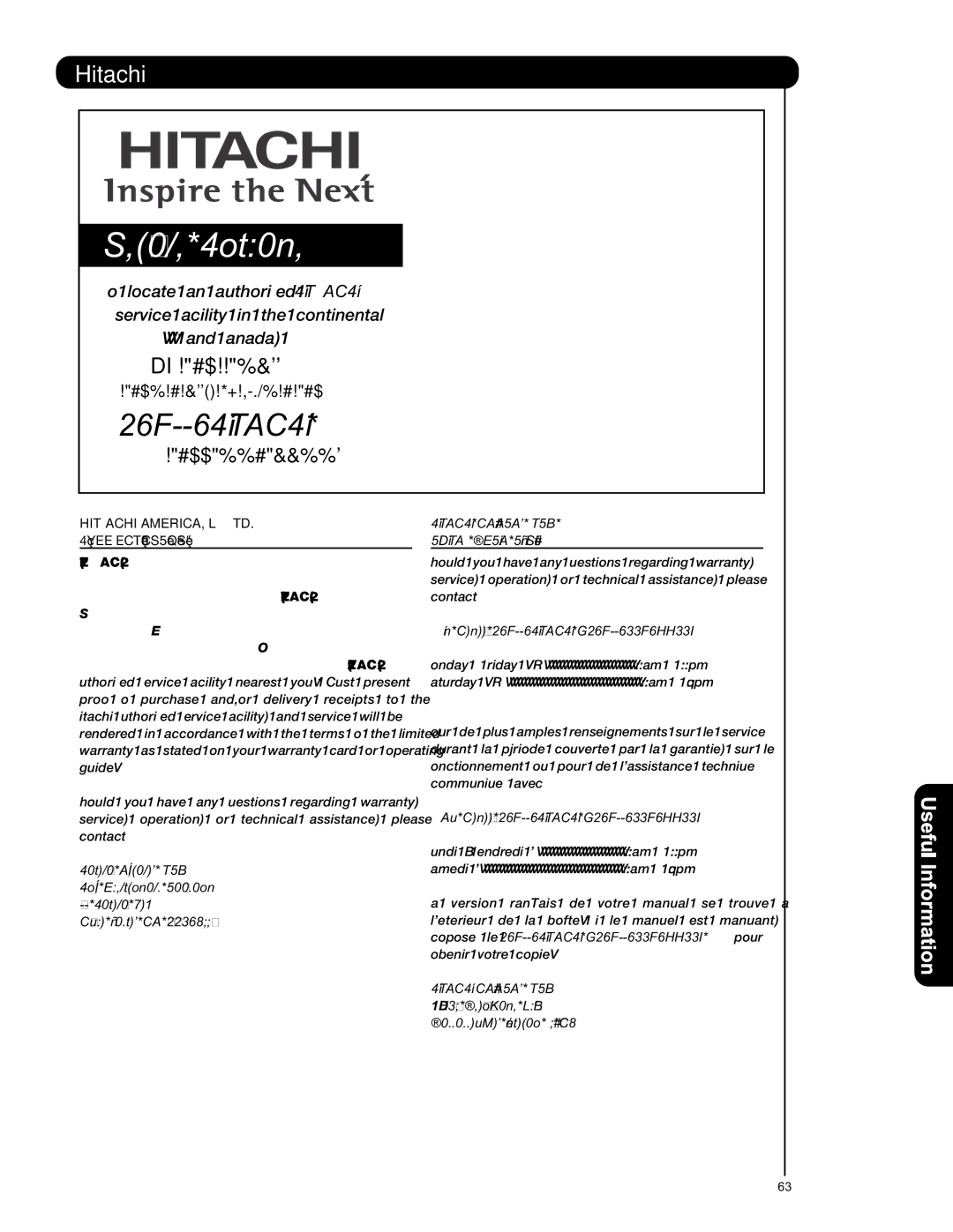 Hitachi P50S601 important safety instructions Home Electronics Division, Digital Media Division 