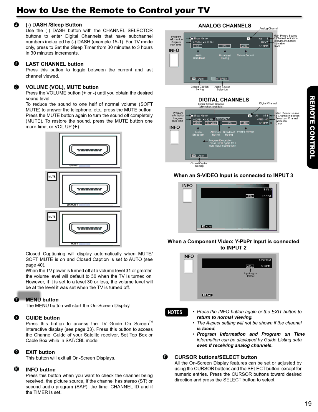 Hitachi P50S602 important safety instructions How to Use the Remote to Control your TV, Digital Channels 