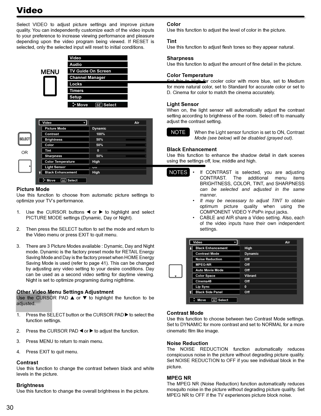 Hitachi P50S602 important safety instructions Video, Mpeg NR 