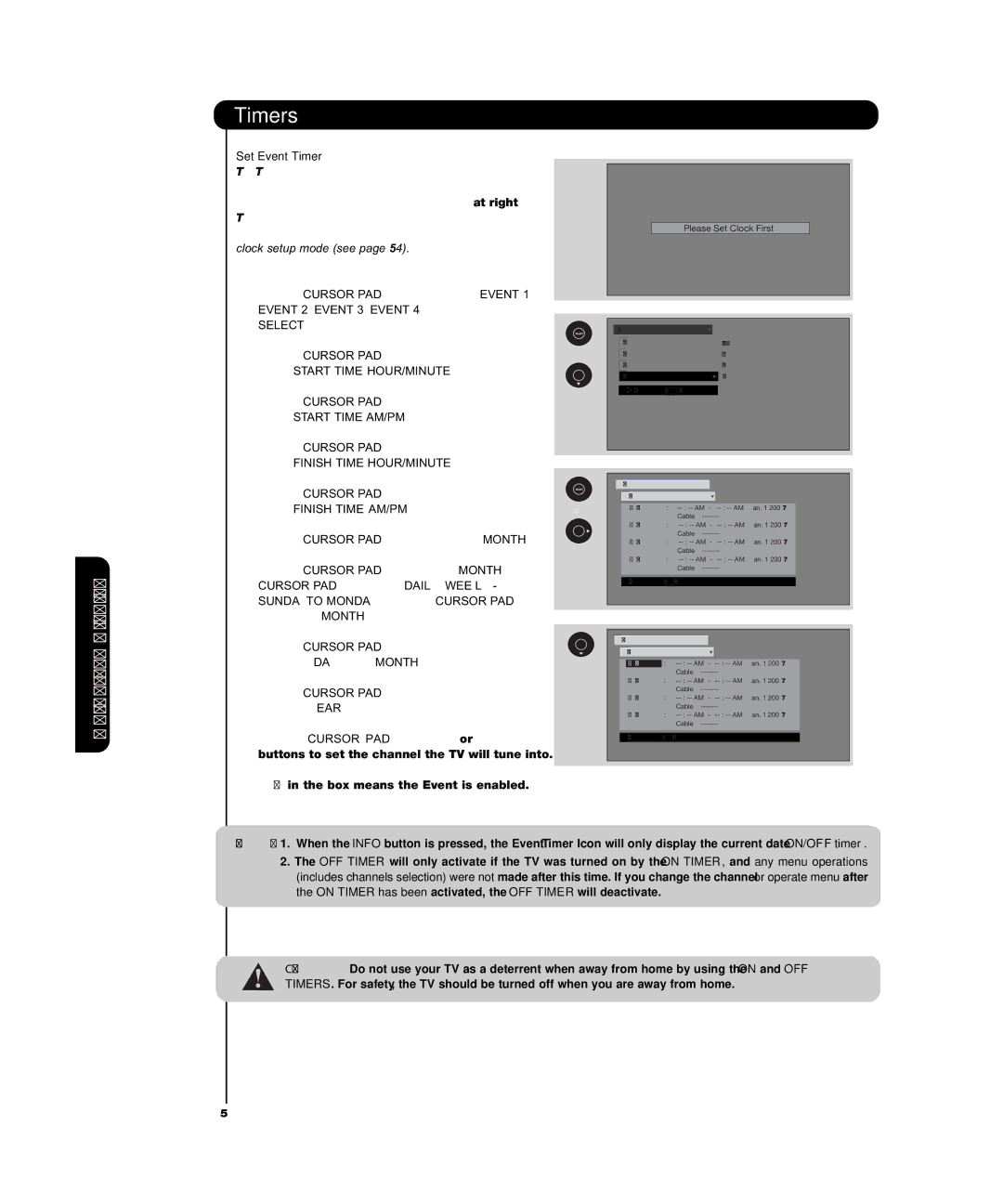 Hitachi P50T501, P55T551 manual Set Event Timer, Event 2, Event 3, Event 4 and then press, Select Start Time HOUR/MINUTE 