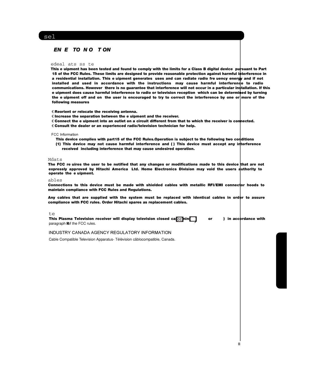 Hitachi P50T501, P55T551 manual Useful Info, FCC Information 