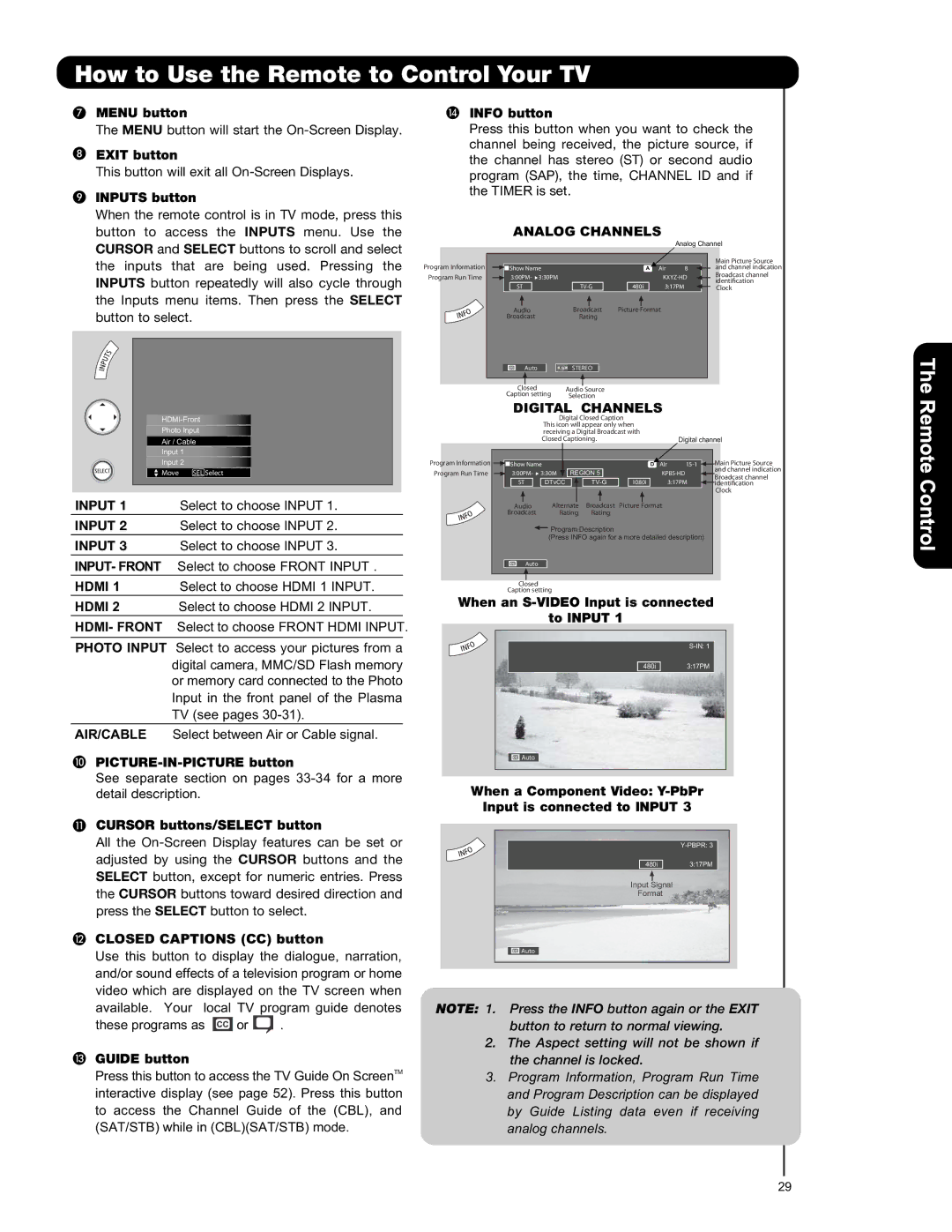 Hitachi P50V701 important safety instructions Analog Channels, Digital Channels, Hdmi 