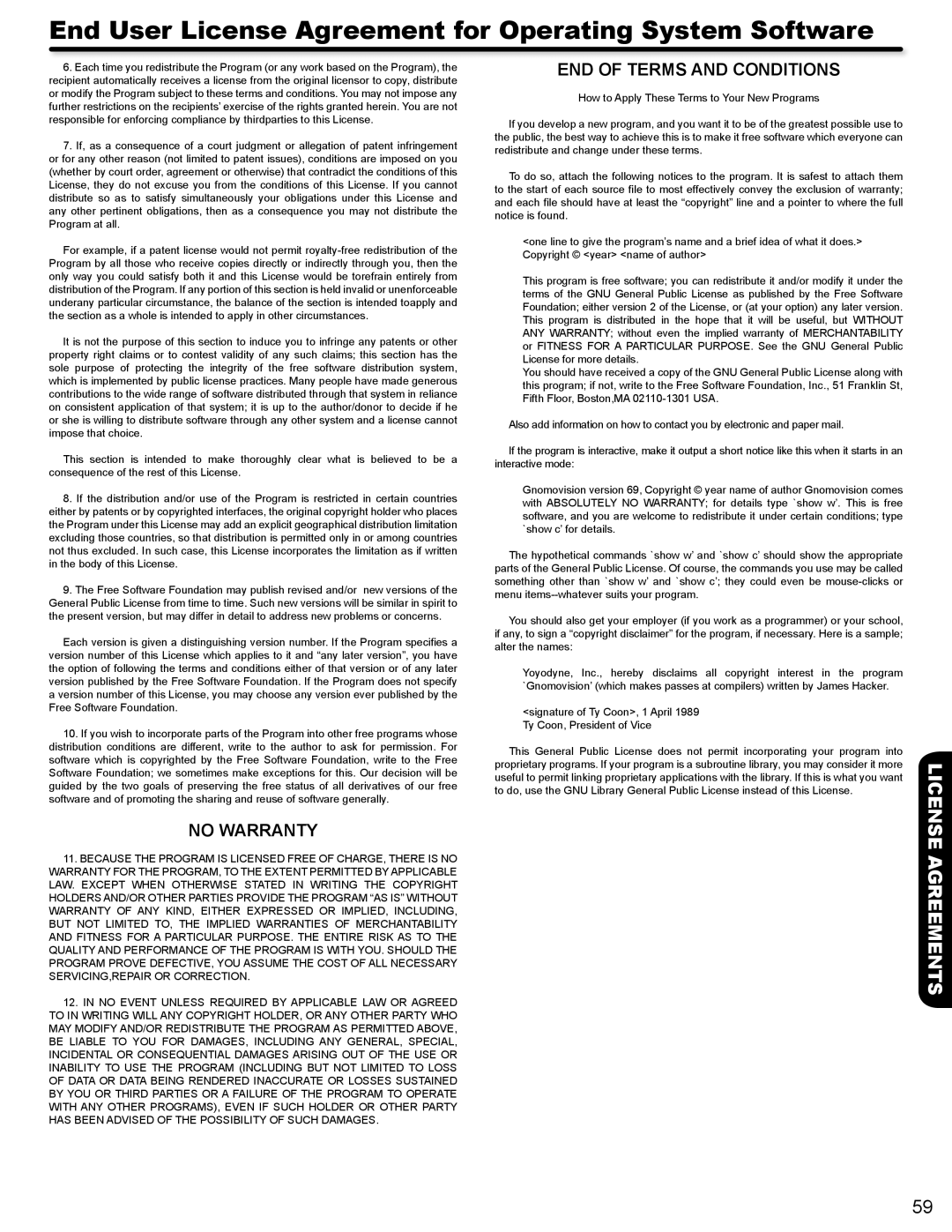 Hitachi P50V702 important safety instructions Agreements 