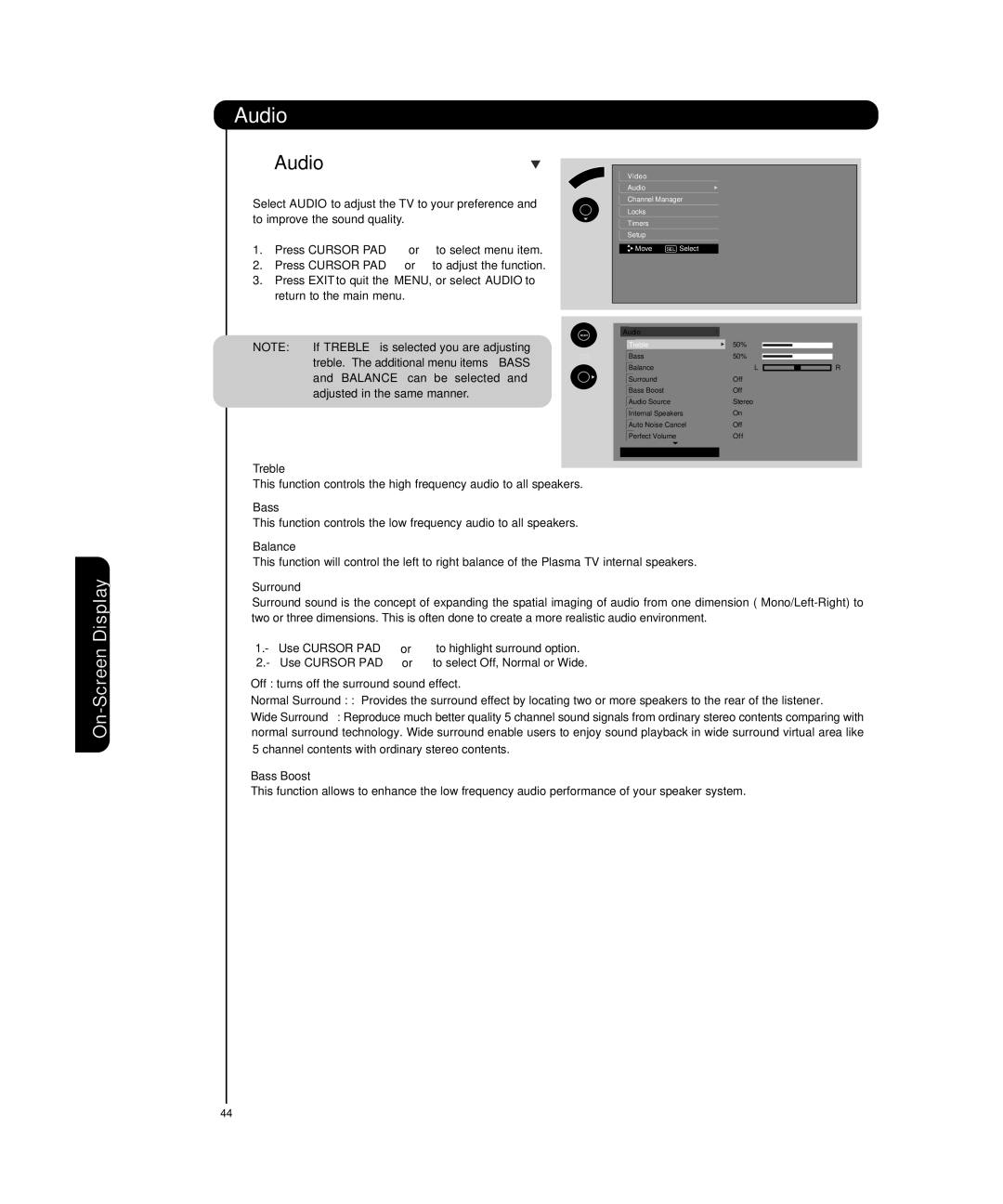 Hitachi P55T501 important safety instructions Audio 