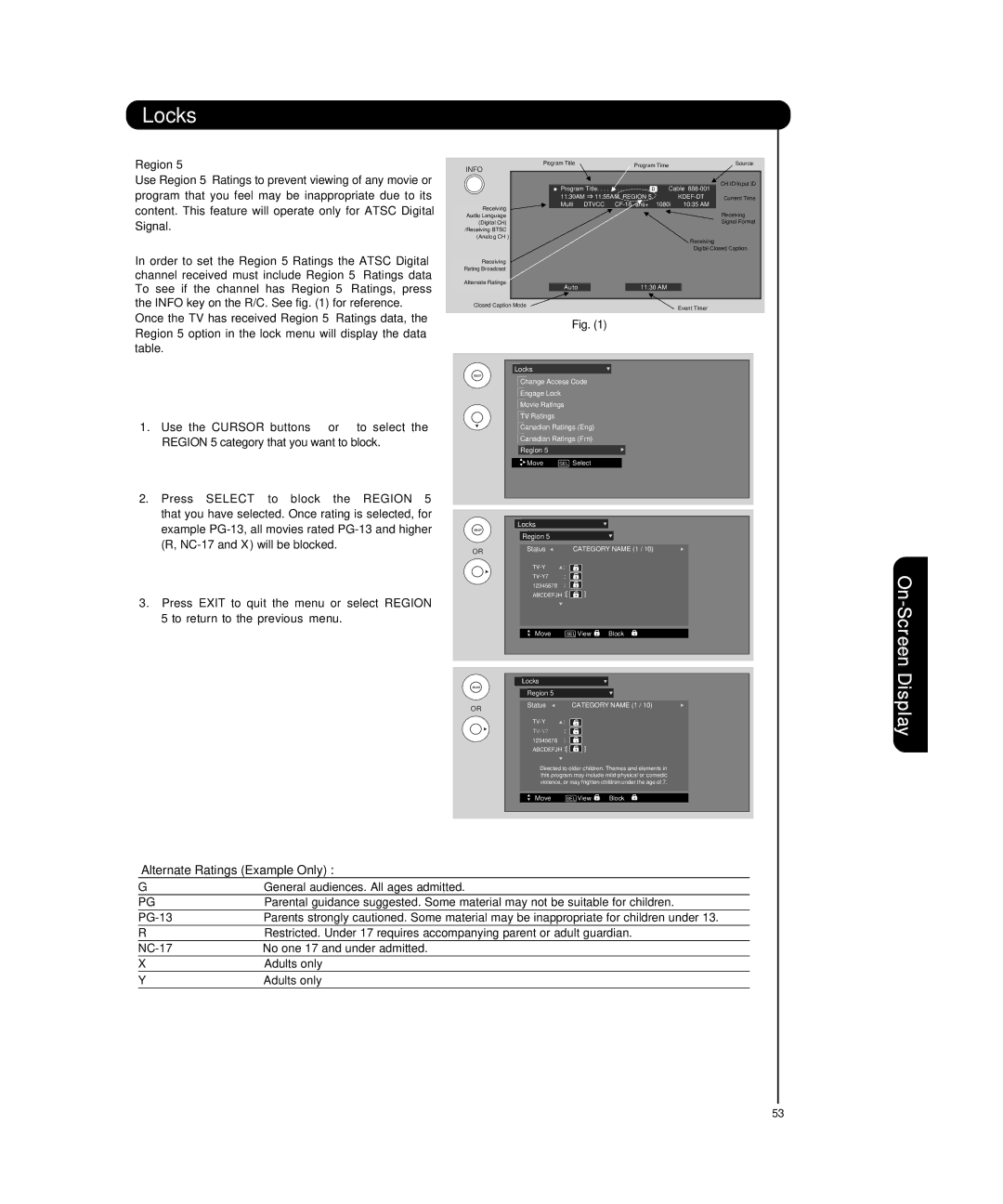 Hitachi P55T501 important safety instructions Region, Info 