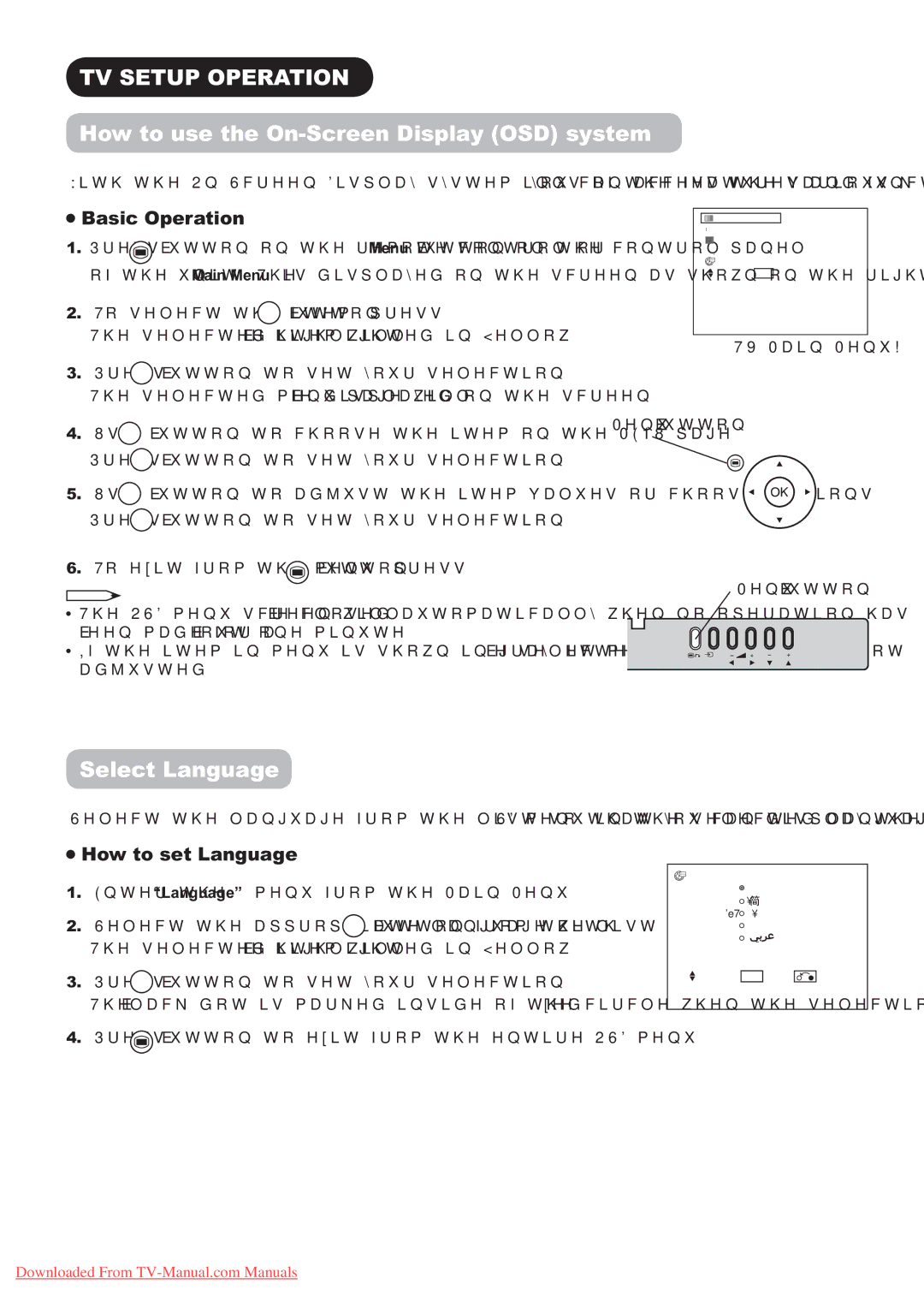 Hitachi P60X01A manual 796783235$7,21, +RZWRXVHWKH2Q6FUHHQLVSOD\26V\VWH, 6HOHFW/DQJXDJH, %DVLF2SHUDWLRQ 