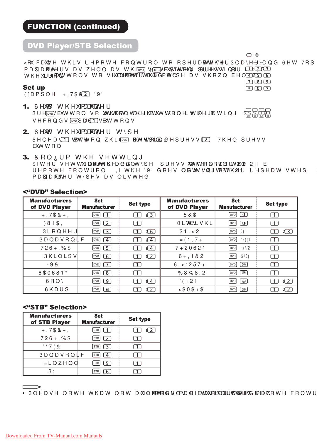 Hitachi P60X01A manual 81&7,21 FRQWLQXHG 3OD\HU 67% 6HOHFWLRQ, 6HW XS, ´9µ 6HOHFWLRQ, ´67%µ6HOHFWLRQ, 6HW W\SH 