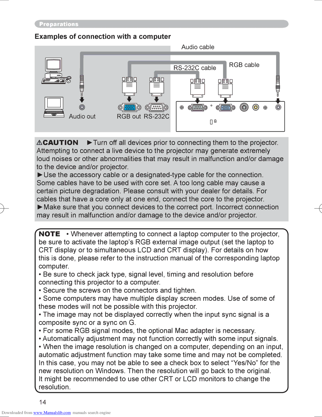 Hitachi PJ-LC9 user manual Examples of connection with a computer 