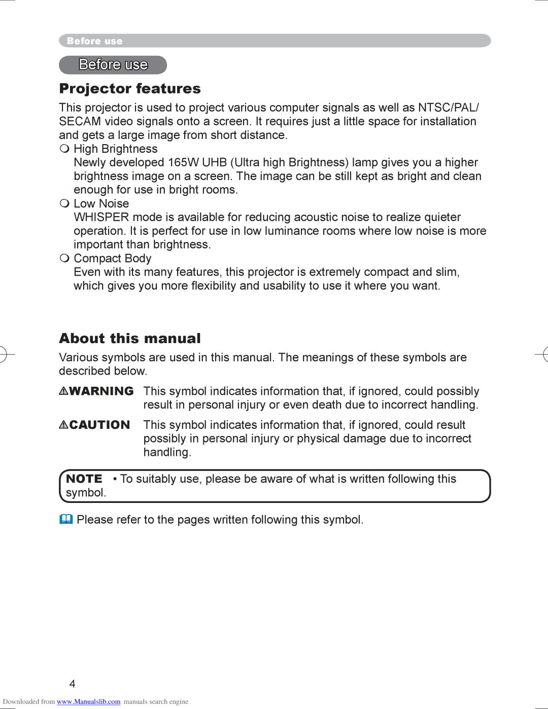 Hitachi PJ-LC9 user manual Projector features, About this manual 