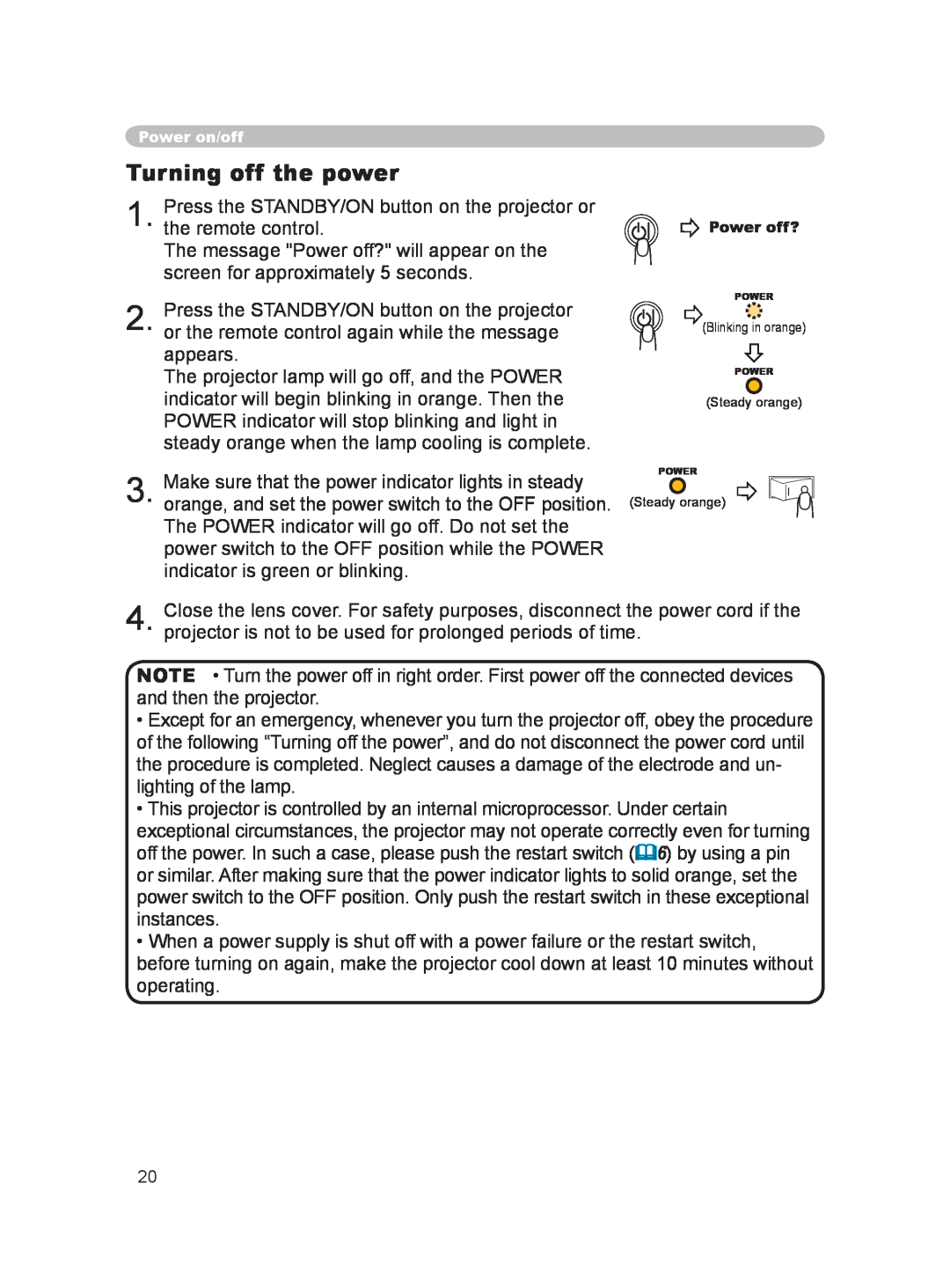 Hitachi PJ-LC9 user manual Turning off the power, Power off? 