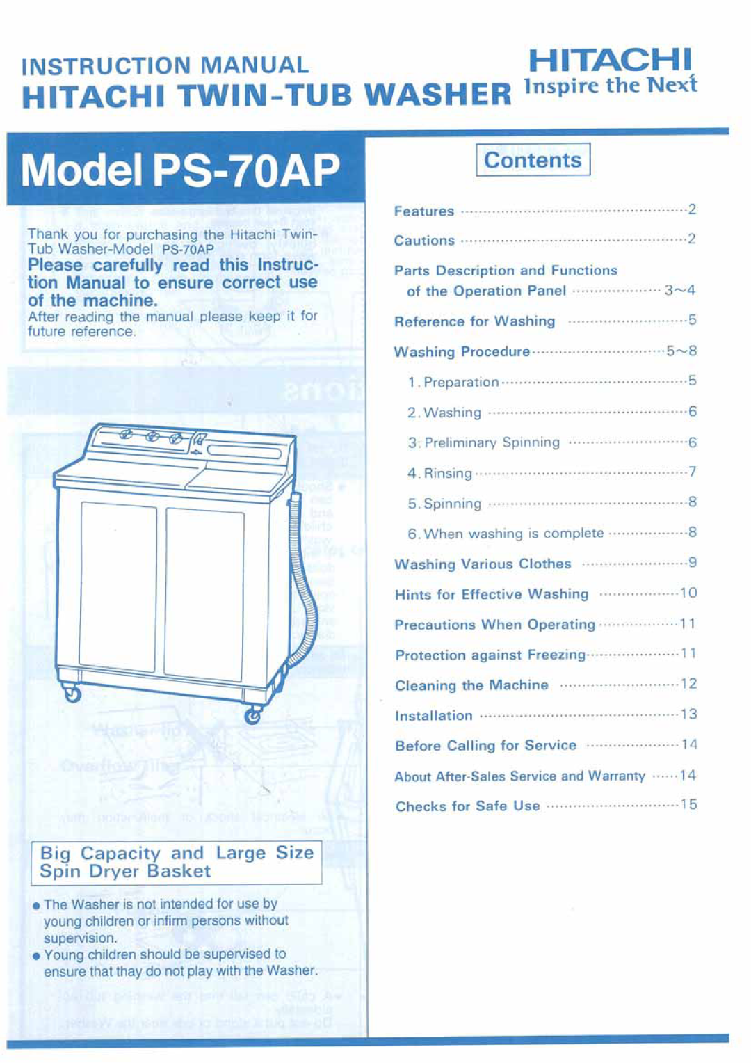 Hitachi PS-70AP manual 