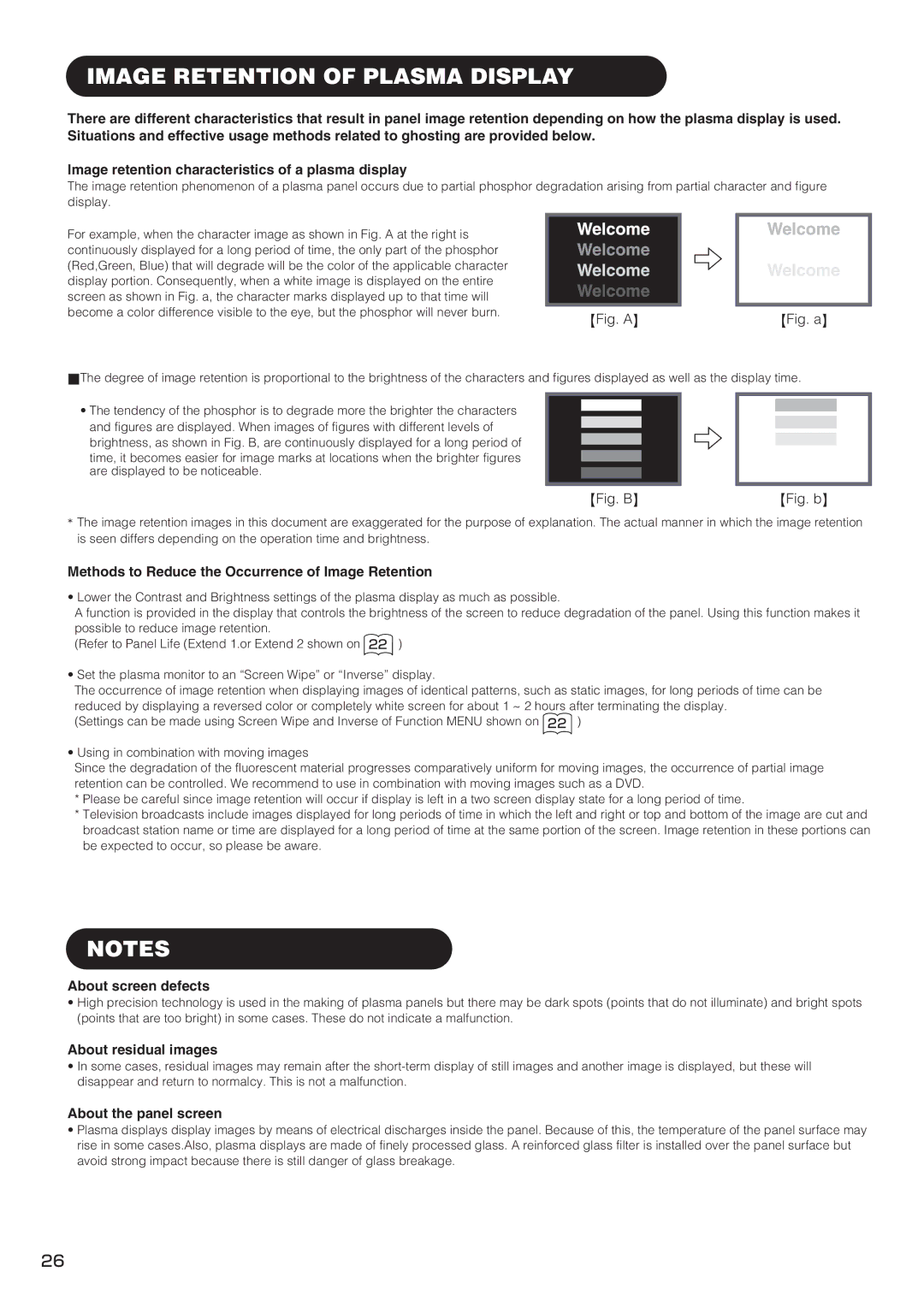 Hitachi PW1 Image Retention of Plasma Display, Methods to Reduce the Occurrence of Image Retention, About screen defects 