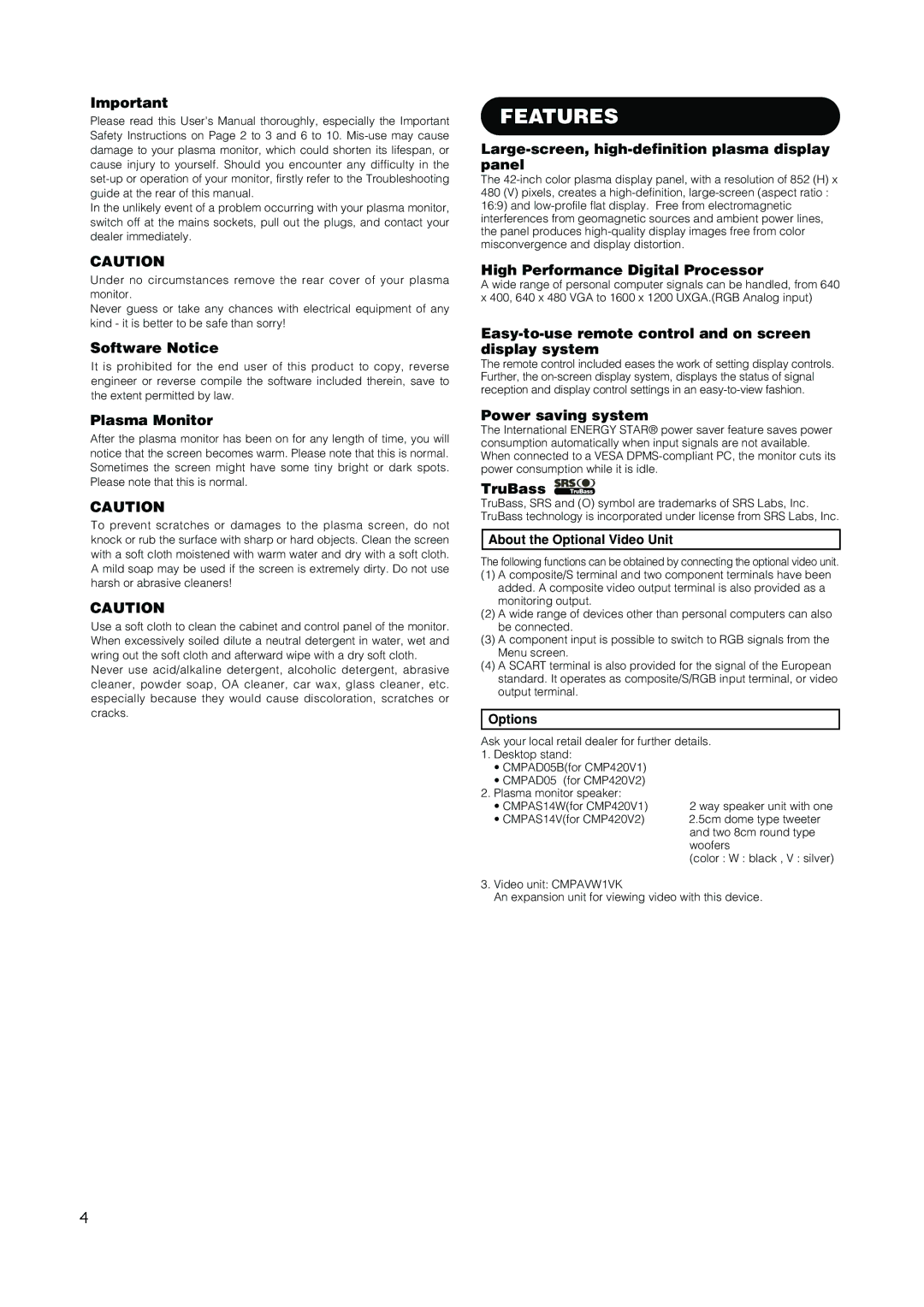 Hitachi PW1A user manual Features 