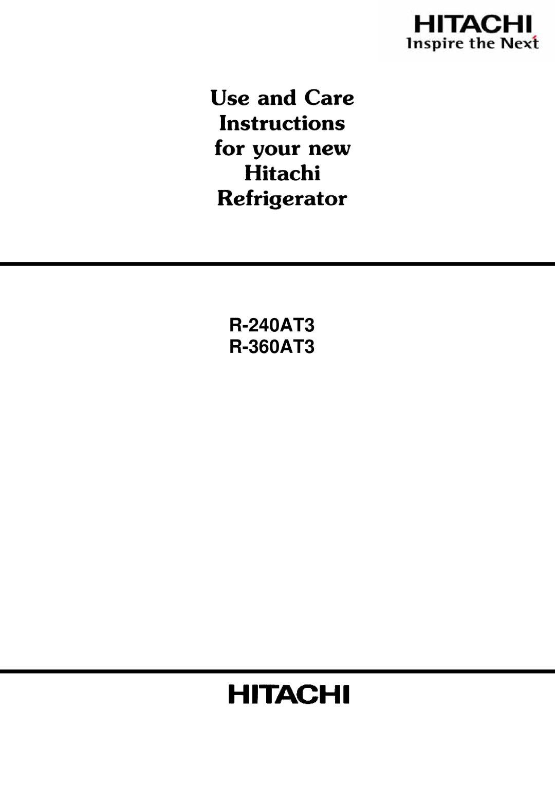 Hitachi R-240AT3 manual 240AT3 R-360AT3 