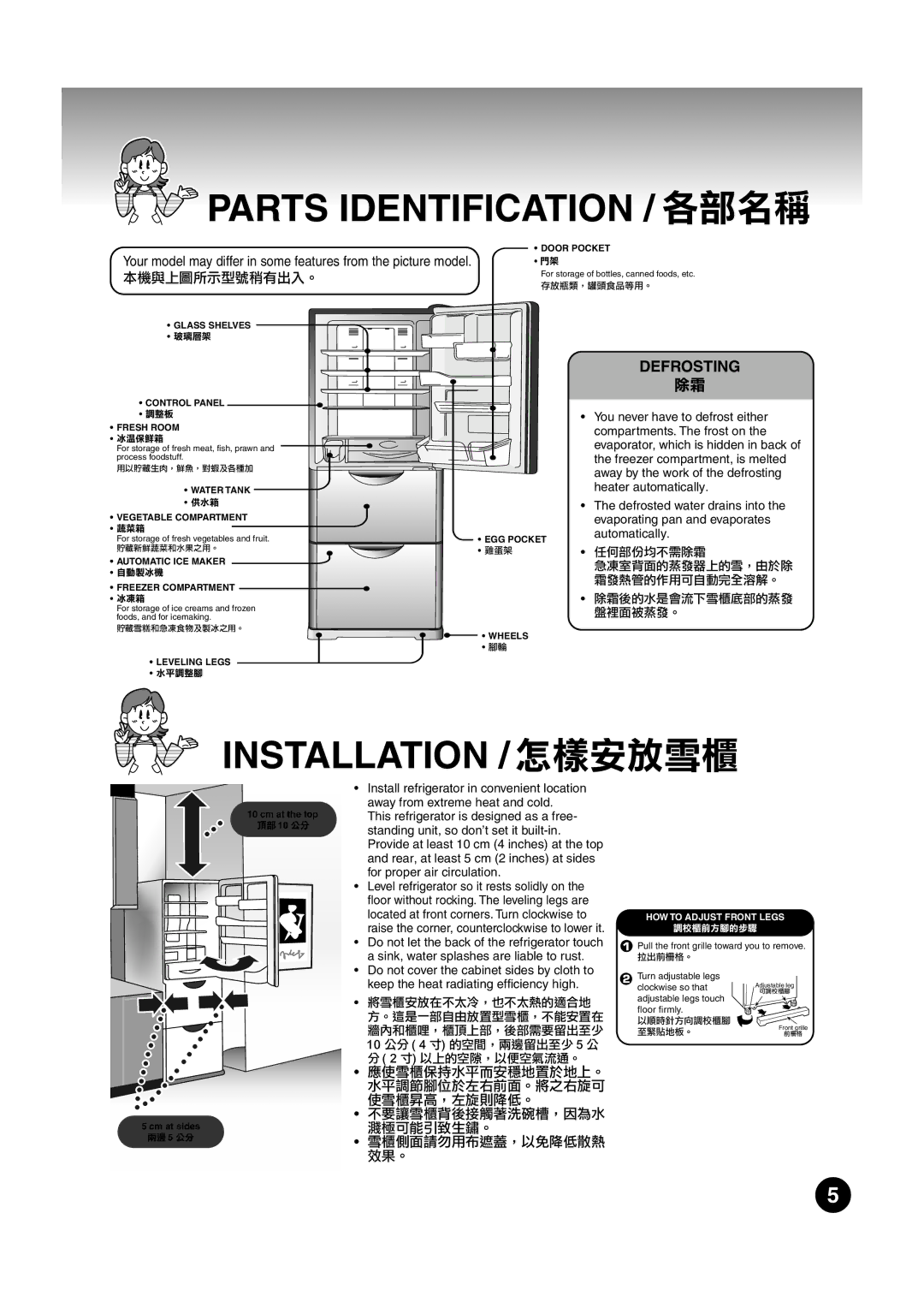 Hitachi R-S37SVH, R-S37SVND, R-S37SVS Parts Identification /=, Installation /  !#,  !#$%&*+,-  !#$%&*+&,-  !#$% 