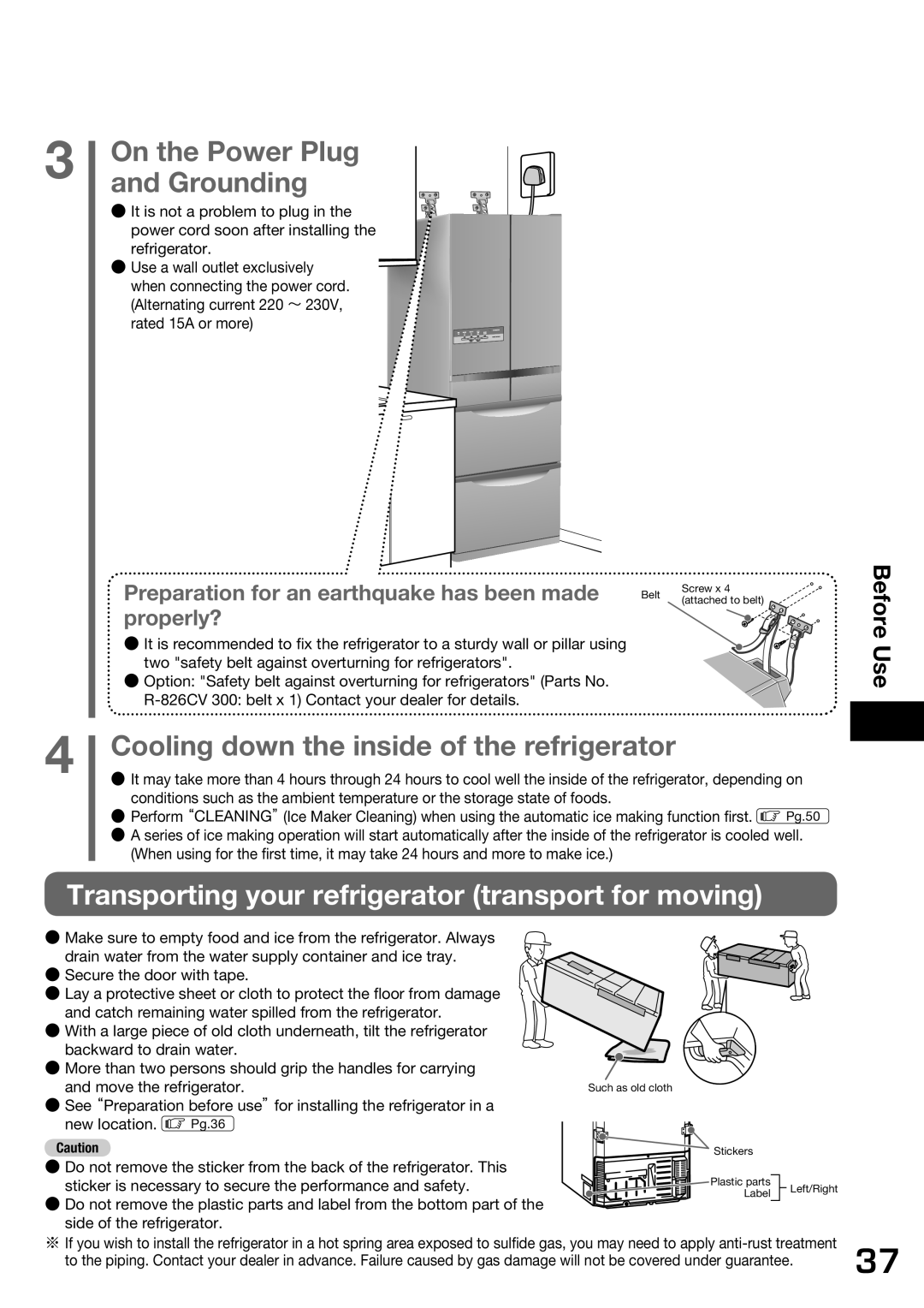 Hitachi r-sf42bms operation manual Transporting your refrigerator transport for moving 
